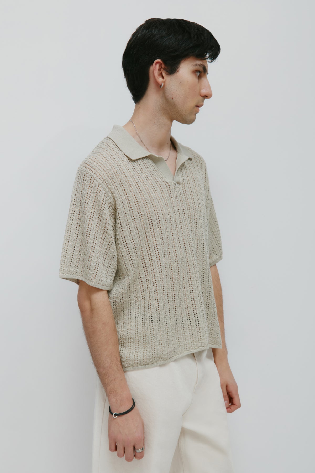 Polo à manches courtes en tricot Jadd pour homme en brume de sauge