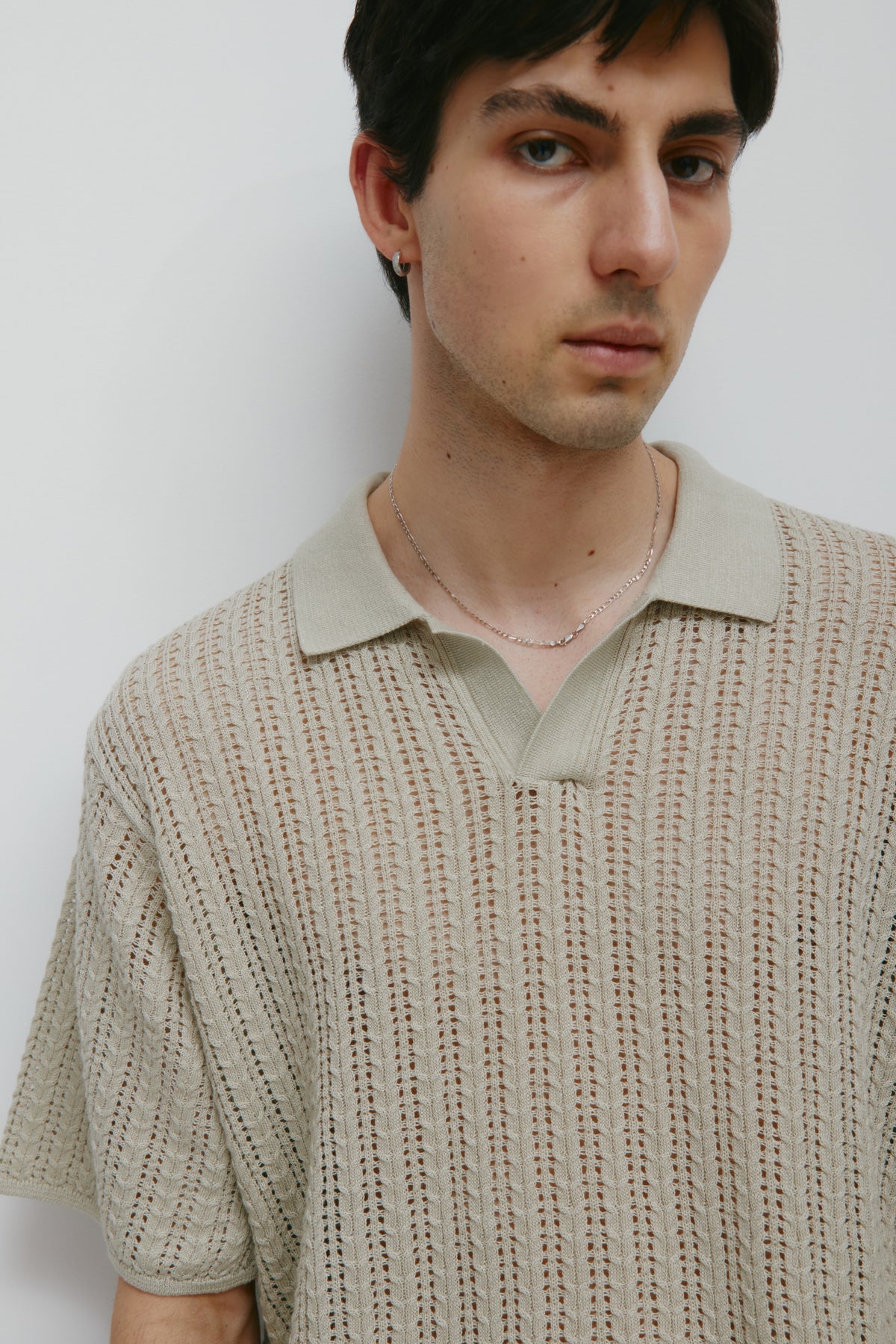 Polo à manches courtes en tricot Jadd pour homme en brume de sauge