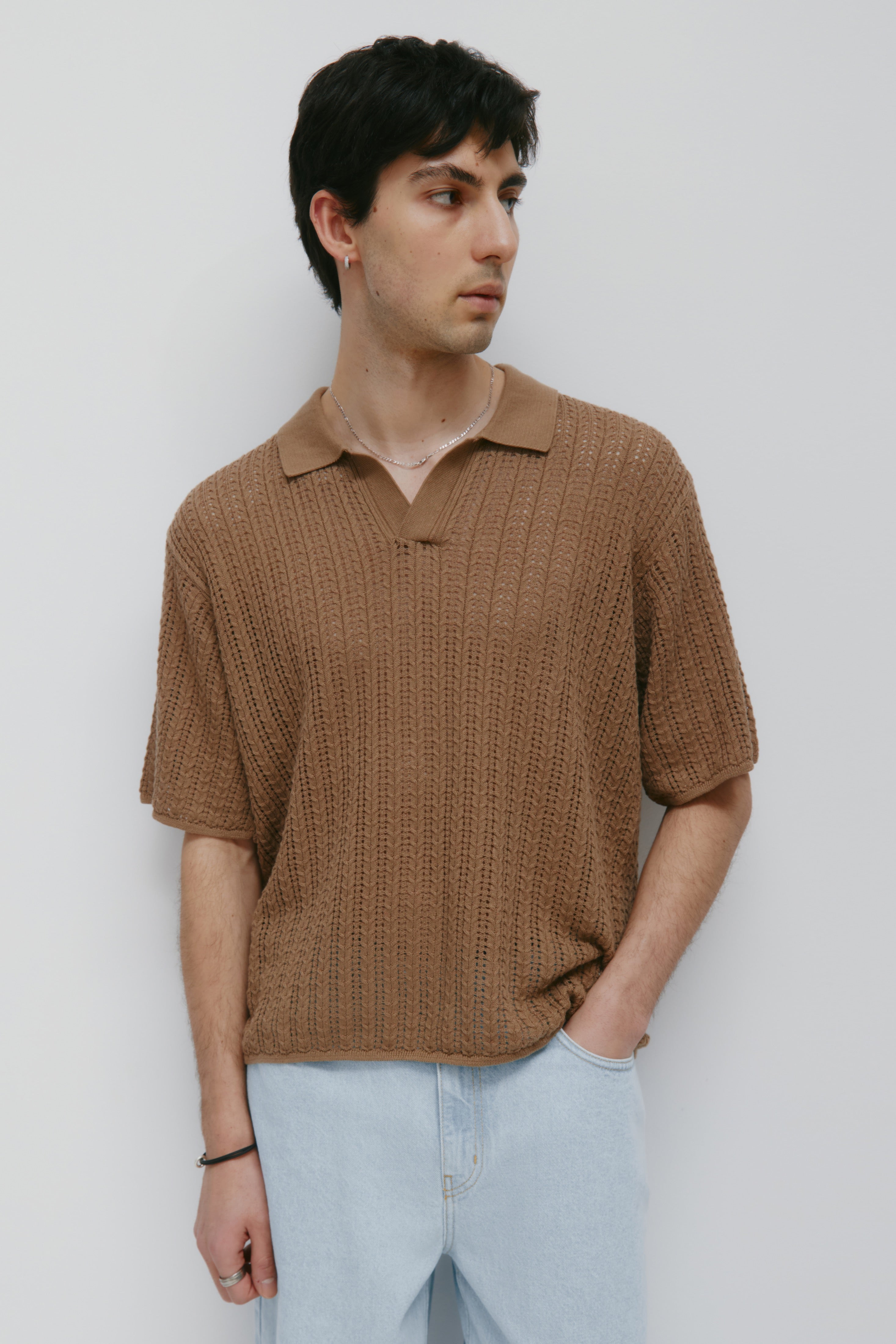 Polo à manches courtes en tricot Jadd pour homme en loutre