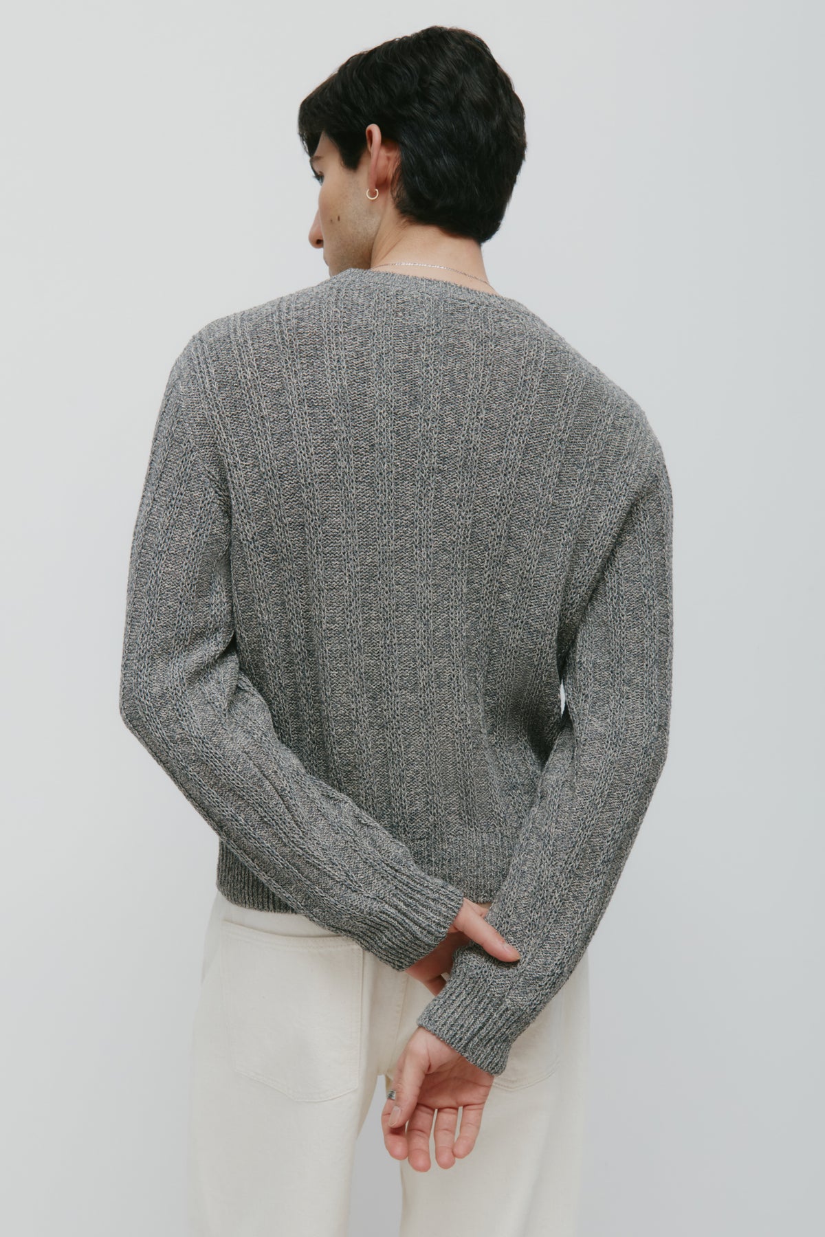 Pull à encolure rond en maille ouverte Nima pour homme en dark Slate