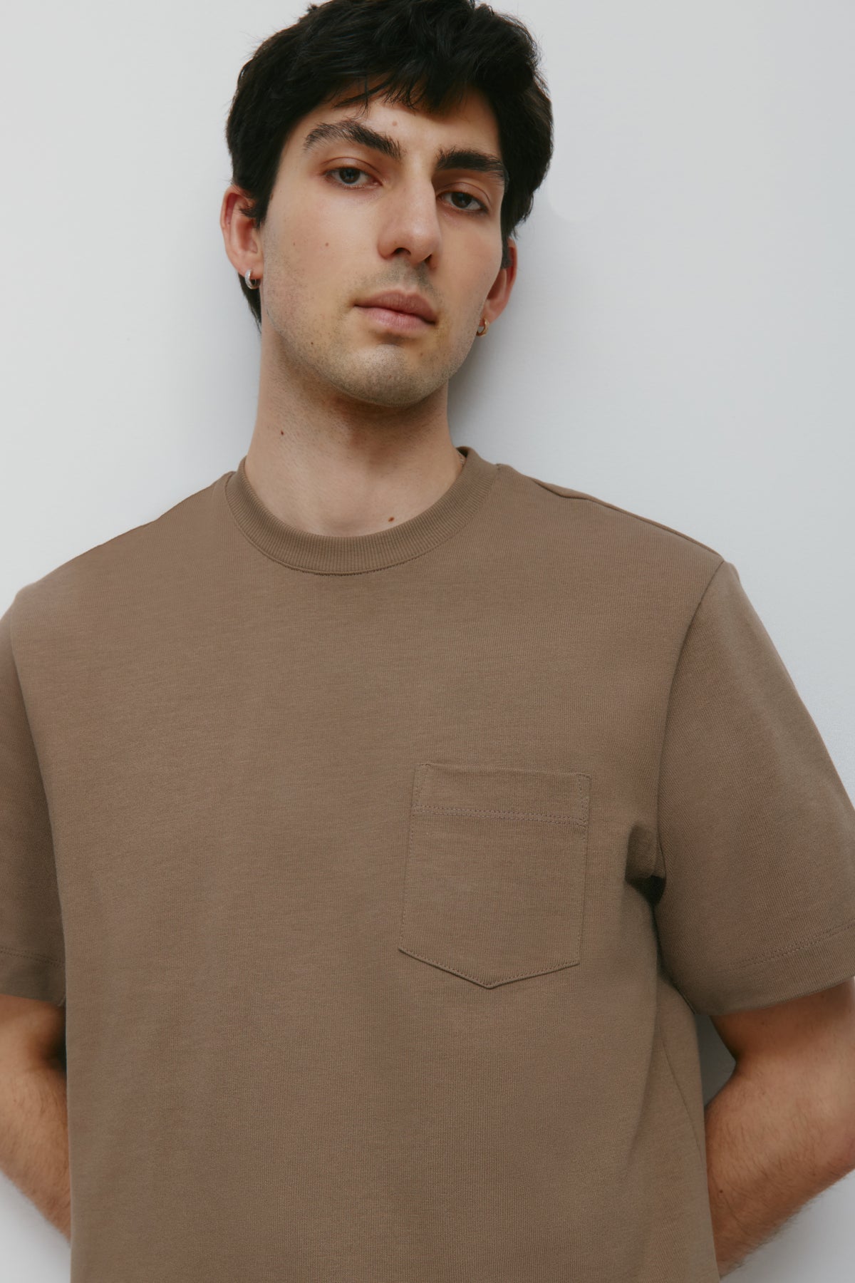 T-shirt à poche Slub pour homme en taupe