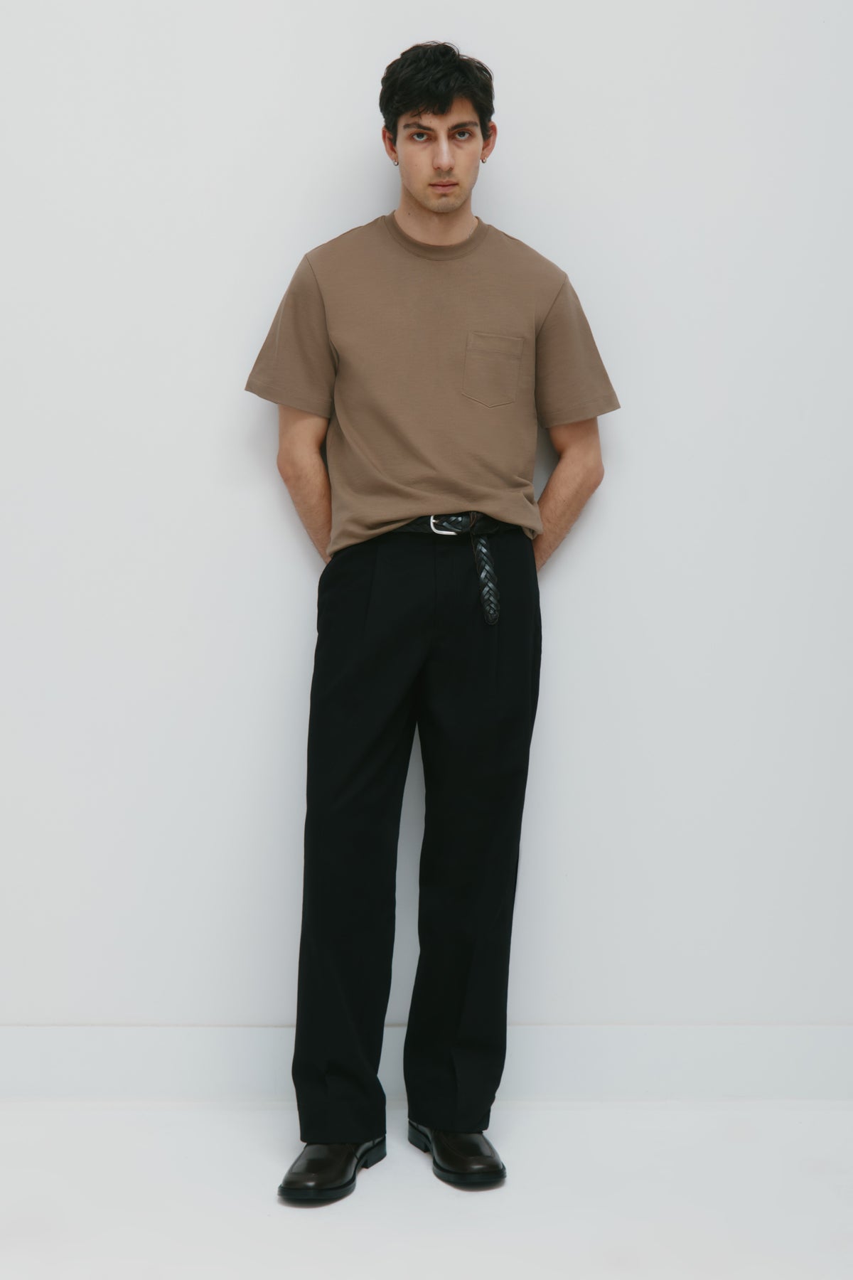 T-shirt à poche Slub pour homme en taupe