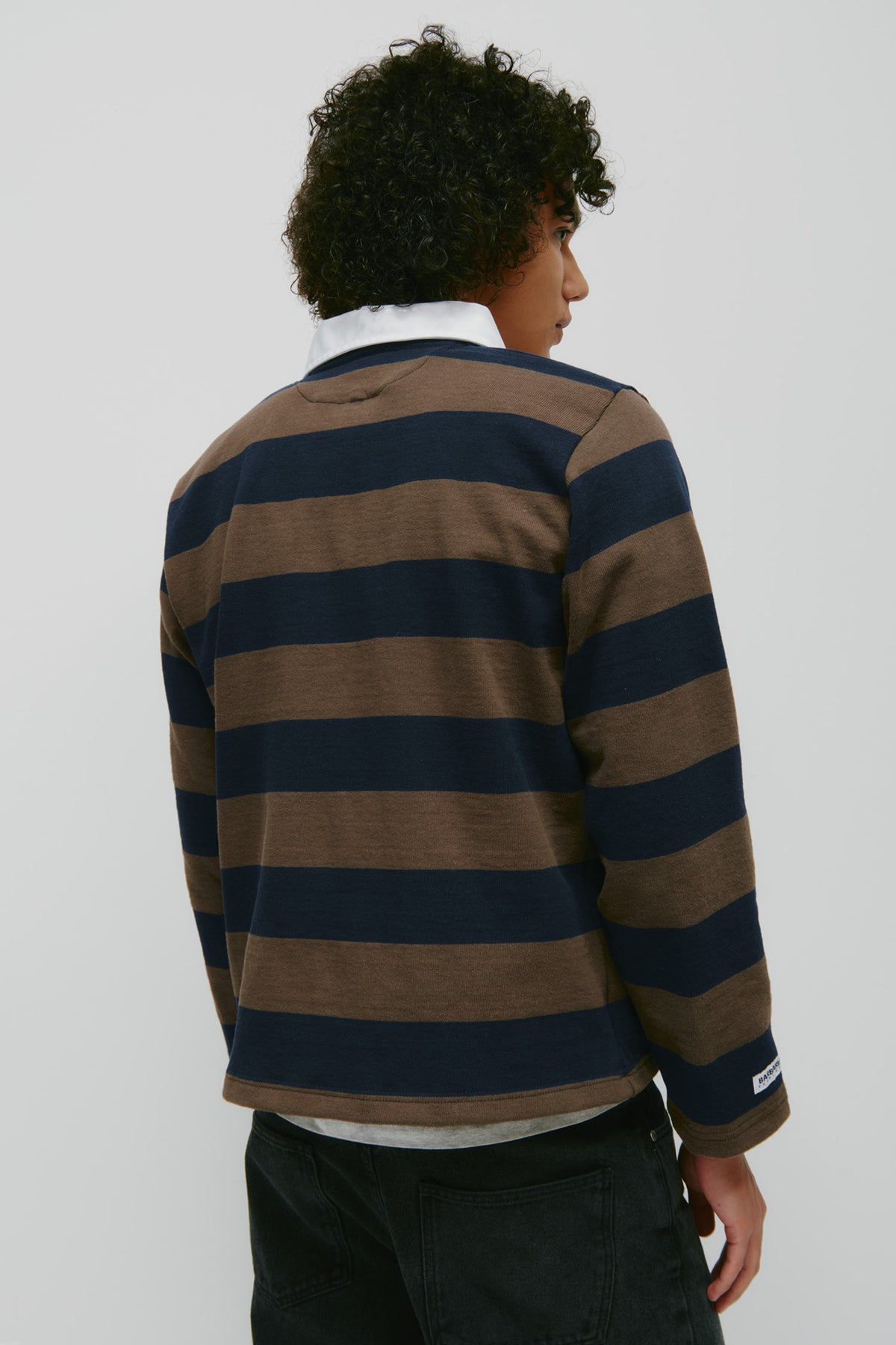 Shrunken Rugby Shirt in Navy/Moss