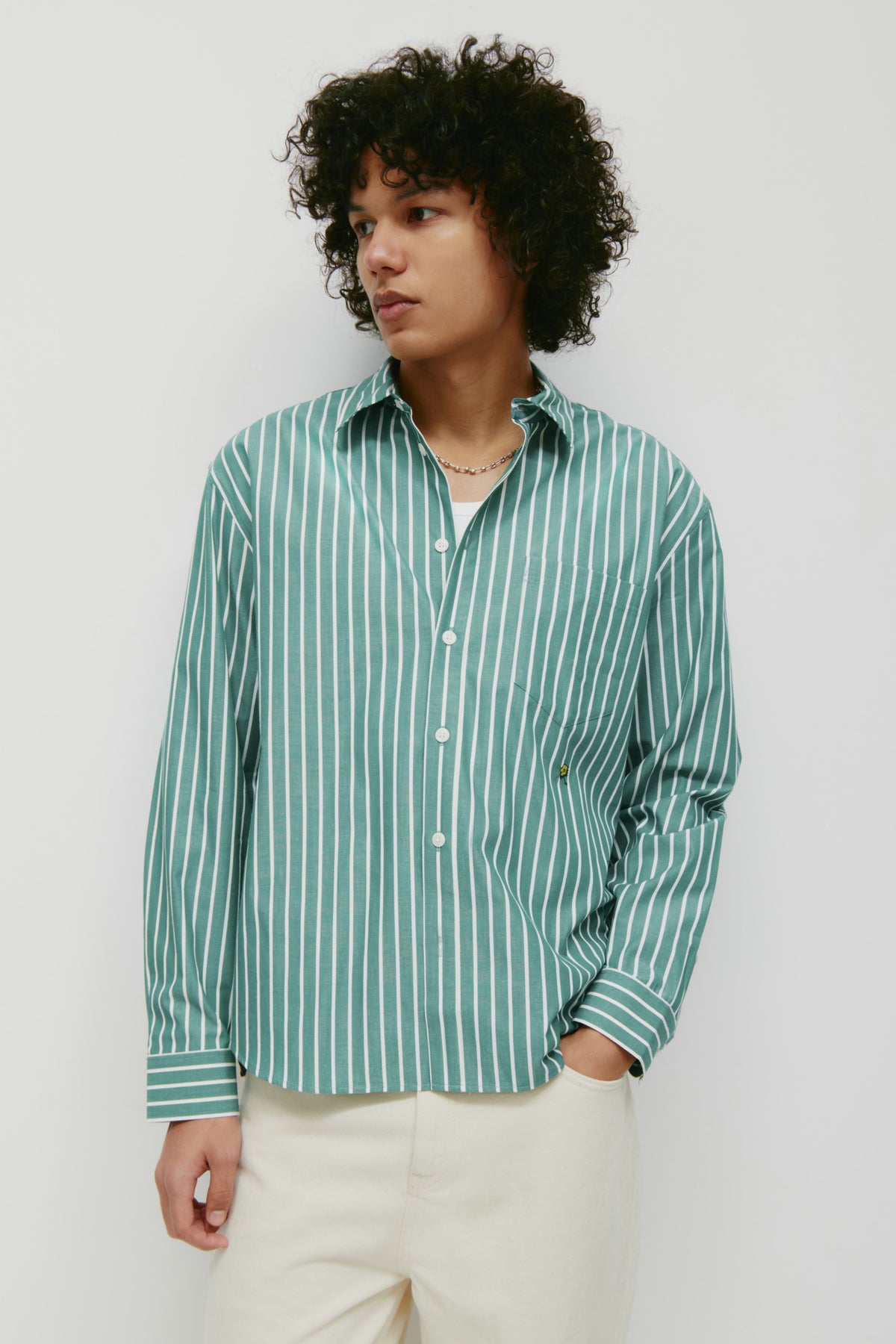 Chemise Zia pour homme en rayures vert/blanc