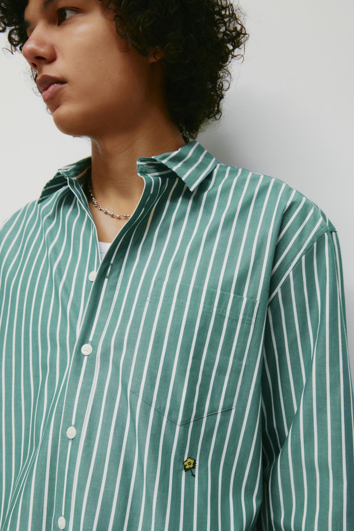 Chemise Zia pour homme en rayures vert/blanc