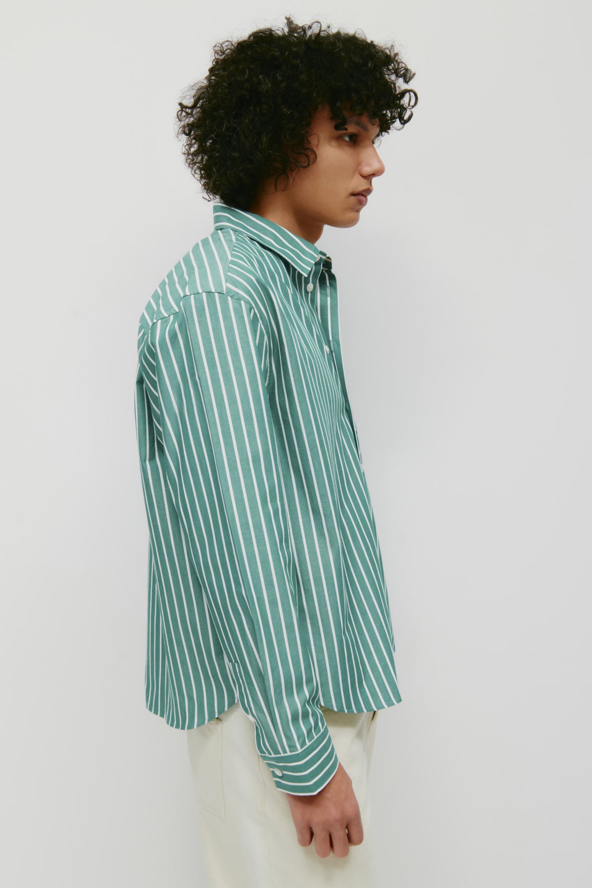 Chemise Zia pour homme en rayures vert/blanc