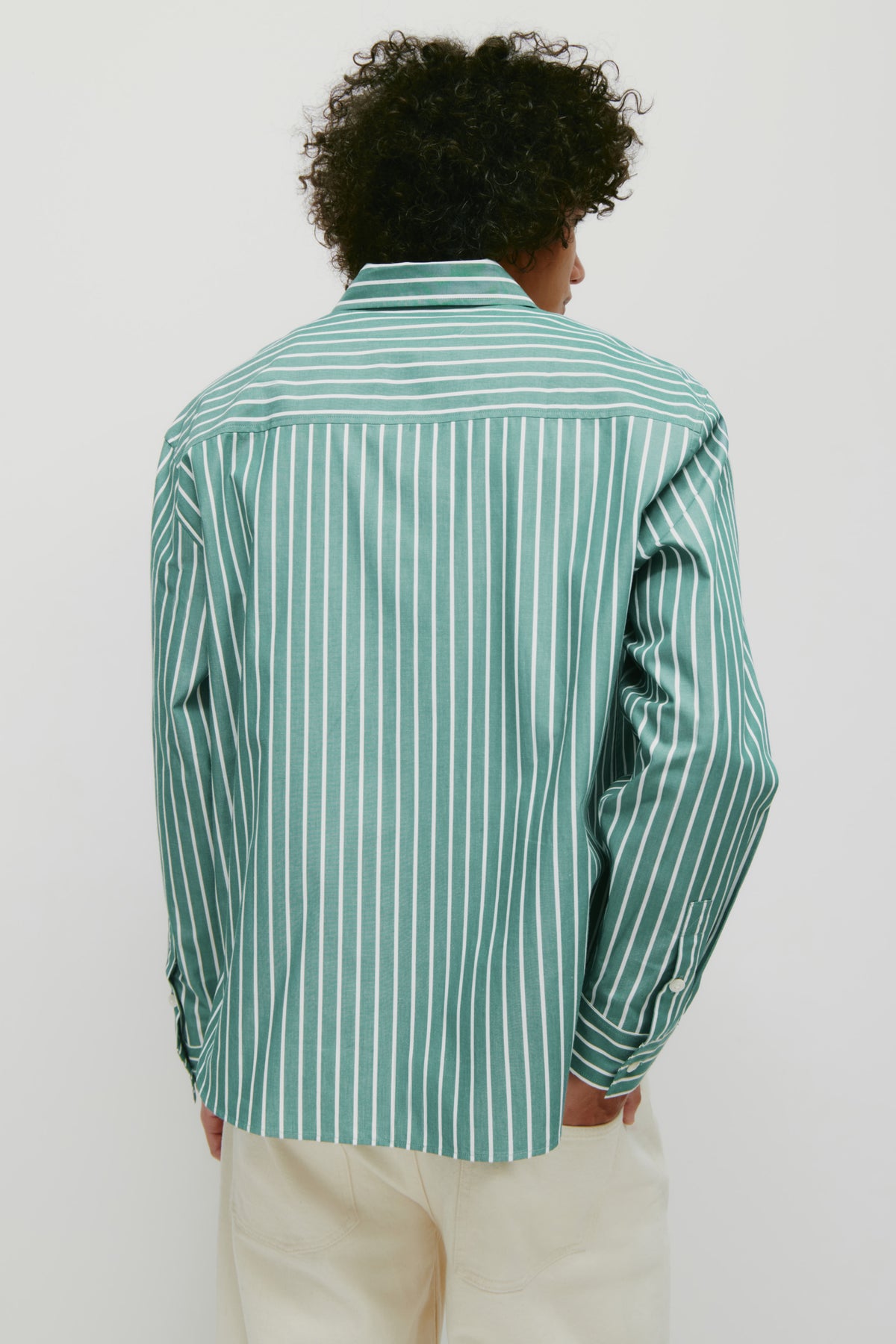Chemise Zia pour homme en rayures vert/blanc