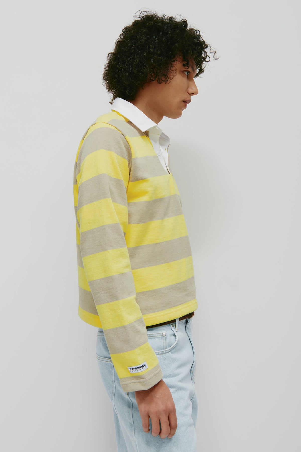 Maillot de rugby rétréci en citron/Taupe