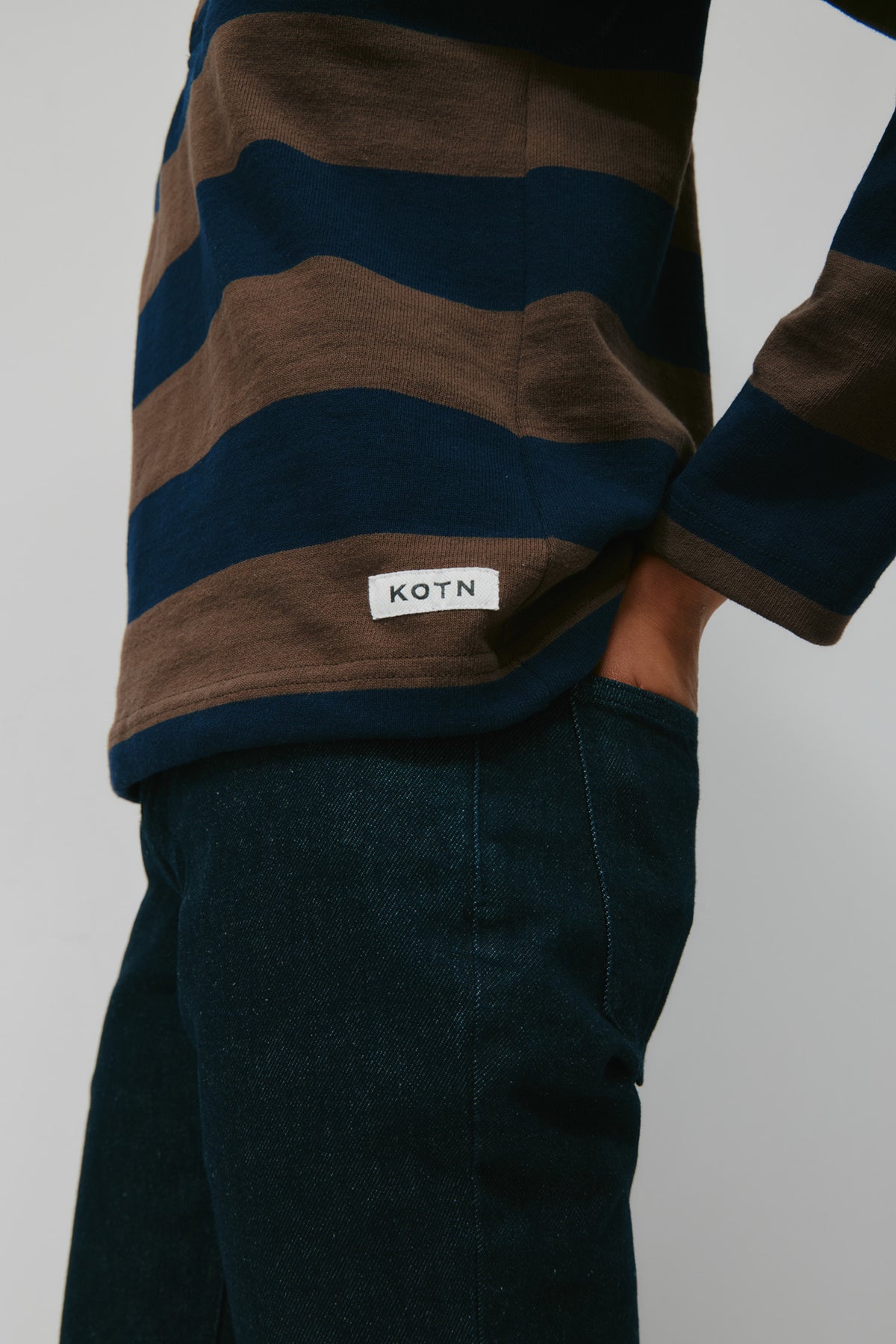 Shrunken Rugby Shirt in Navy/Moss