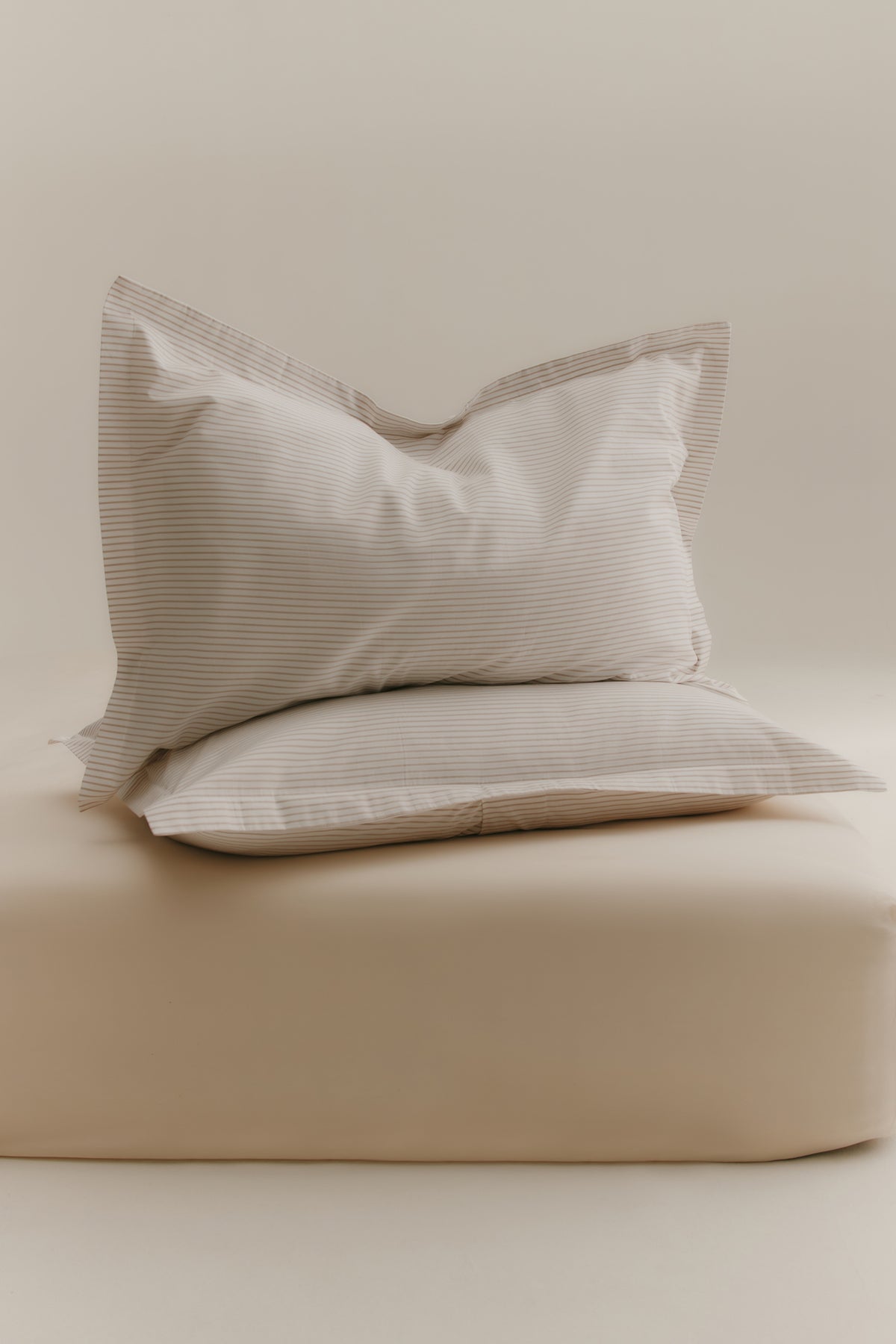 Duvet Cover and Sham Set in Cashmere/White Microstripe