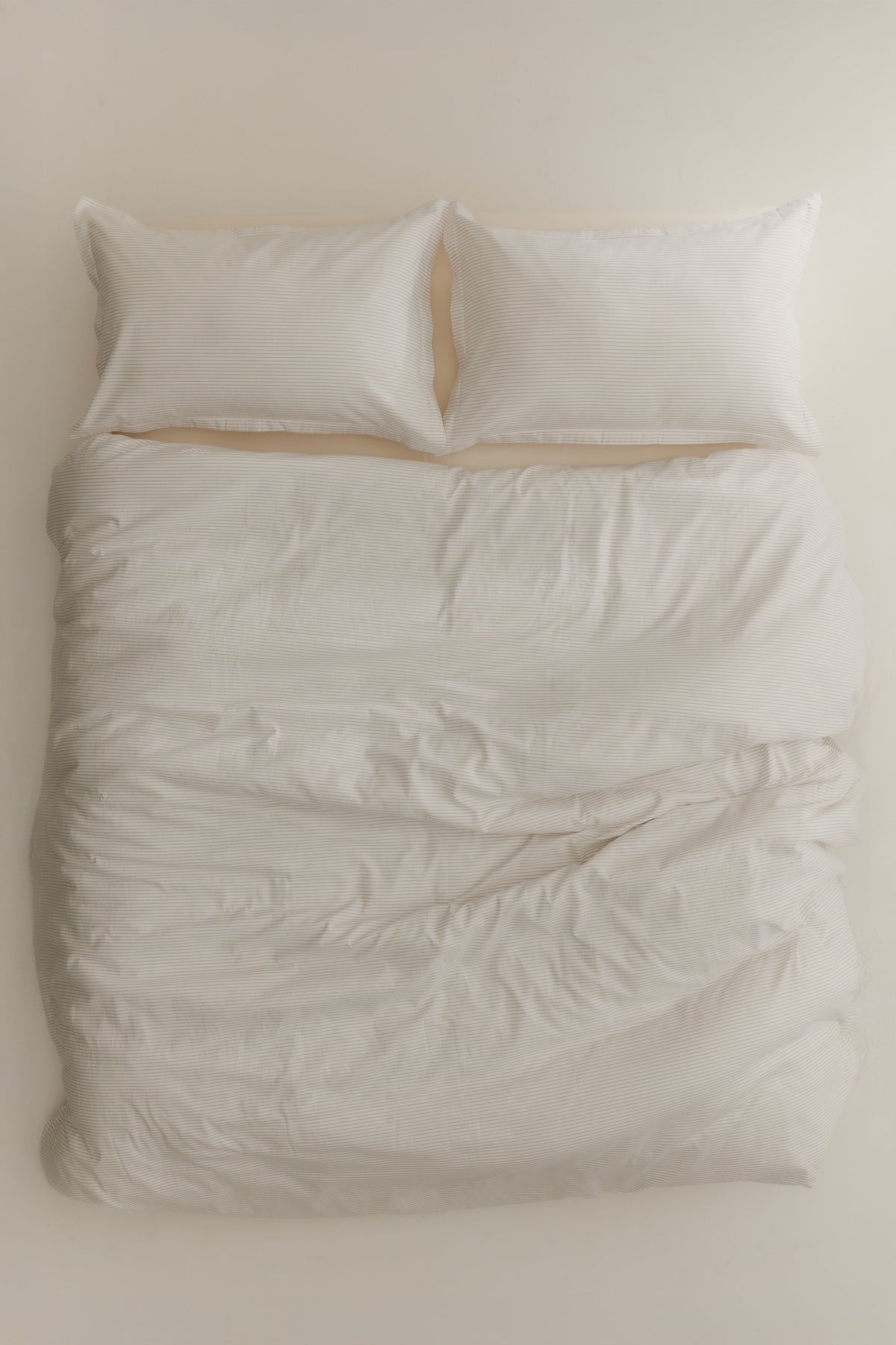 Duvet Cover and Sham Set in Cashmere/White Microstripe