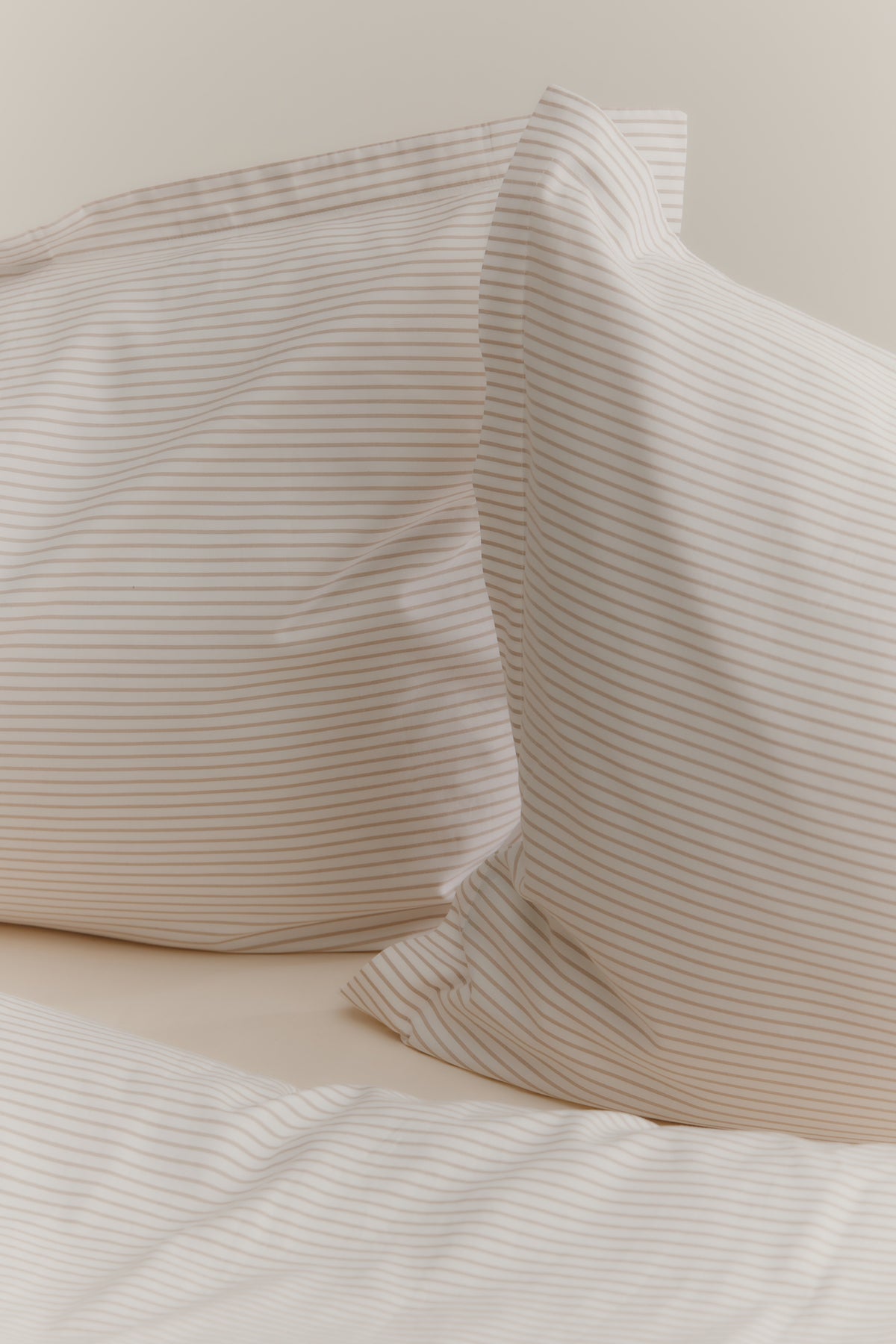 Duvet Cover and Sham Set in Cashmere/White Microstripe