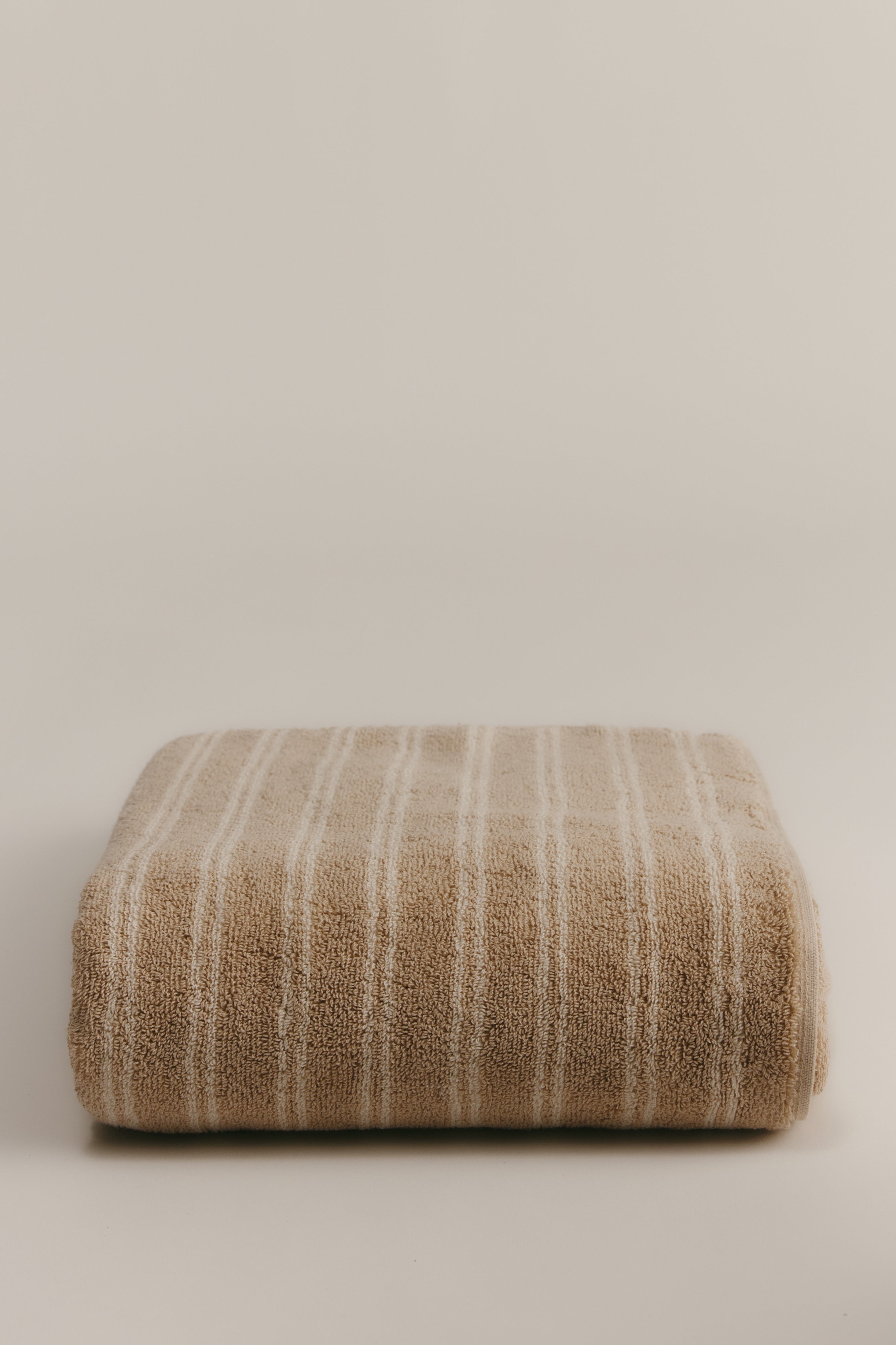 Egyptian Cotton Bath Sheet in Sand/Natural Stripe