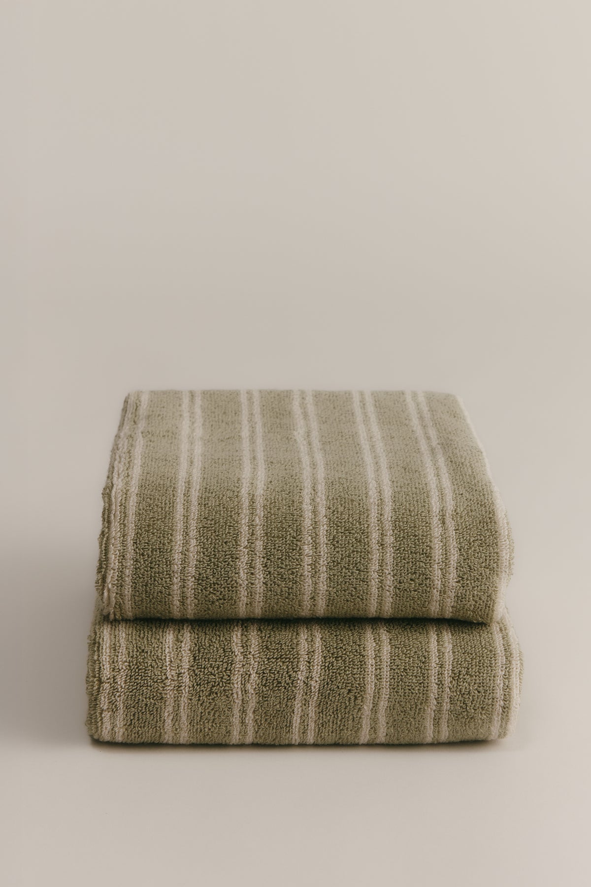 Egyptian Cotton Hand Towel (2 Pack) in Sage/Natural Stripe