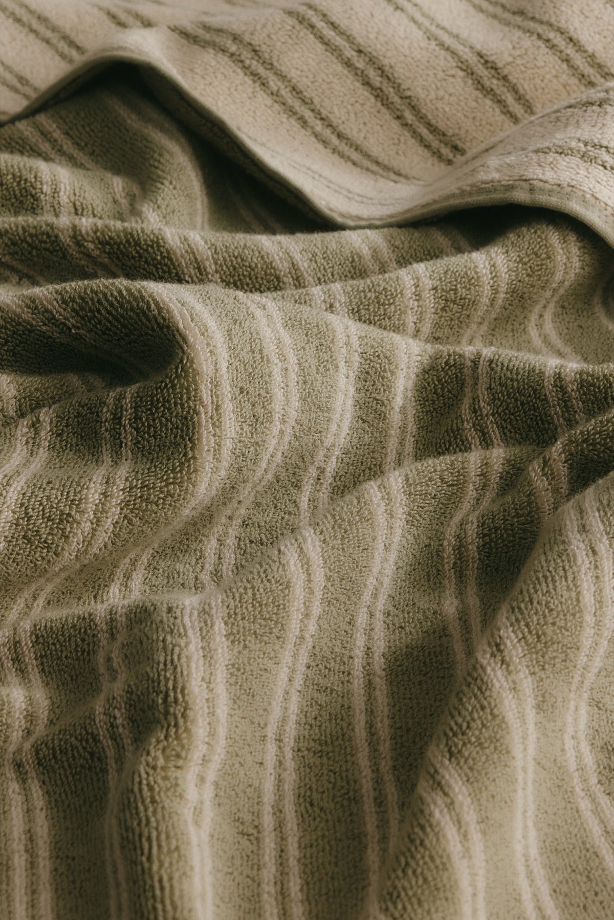 Egyptian Cotton Hand Towel (2 Pack) in Sage/Natural Stripe