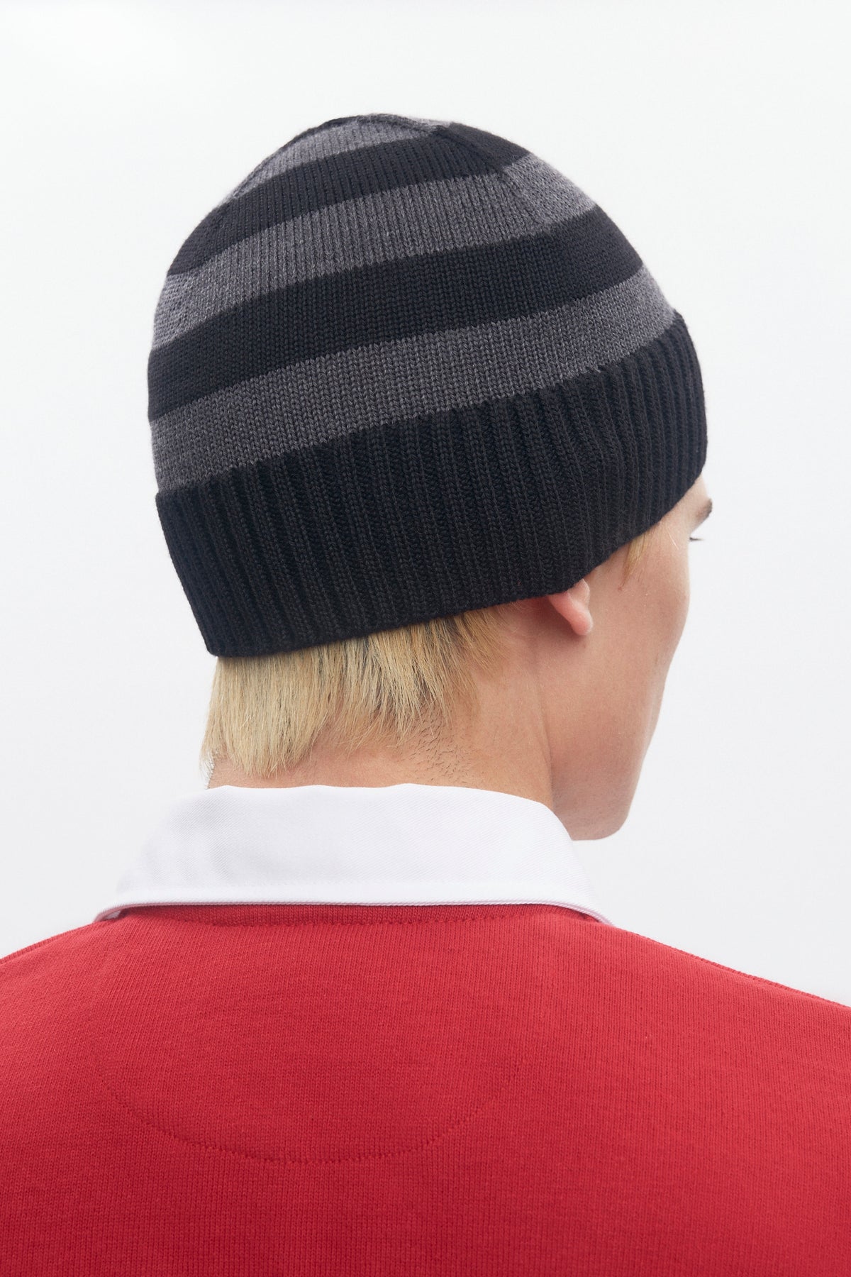 Bonnet Elba Merino en black/Charcoal Melange Stripe
