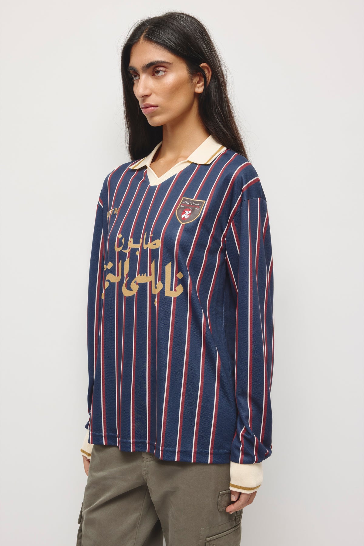 Maillot de football à manches longues Kotn en océan profond/Carmin/Bouleau