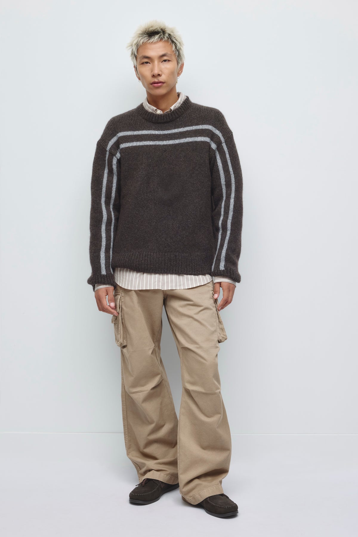 Men's Ali Crewneck Sweater in Brown/Charcoal