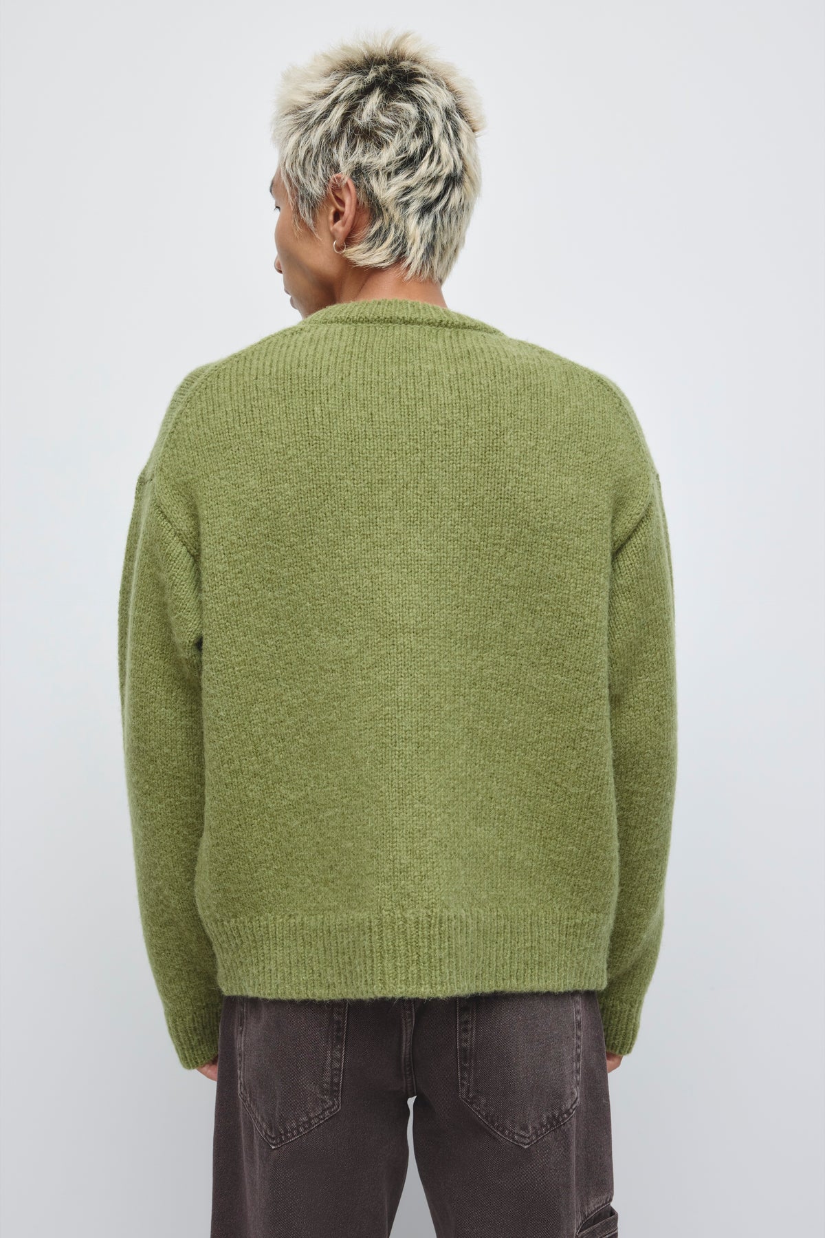 Men's Ali Crewneck Sweater in Juniper/Cream