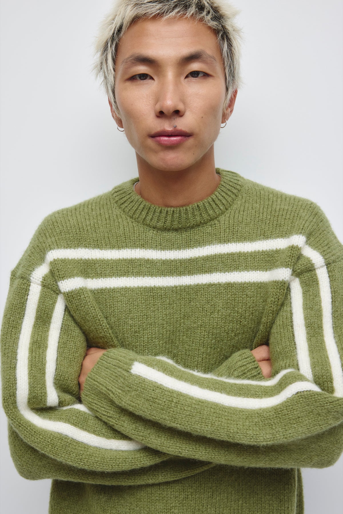 Men's Ali Crewneck Sweater in Juniper/Cream