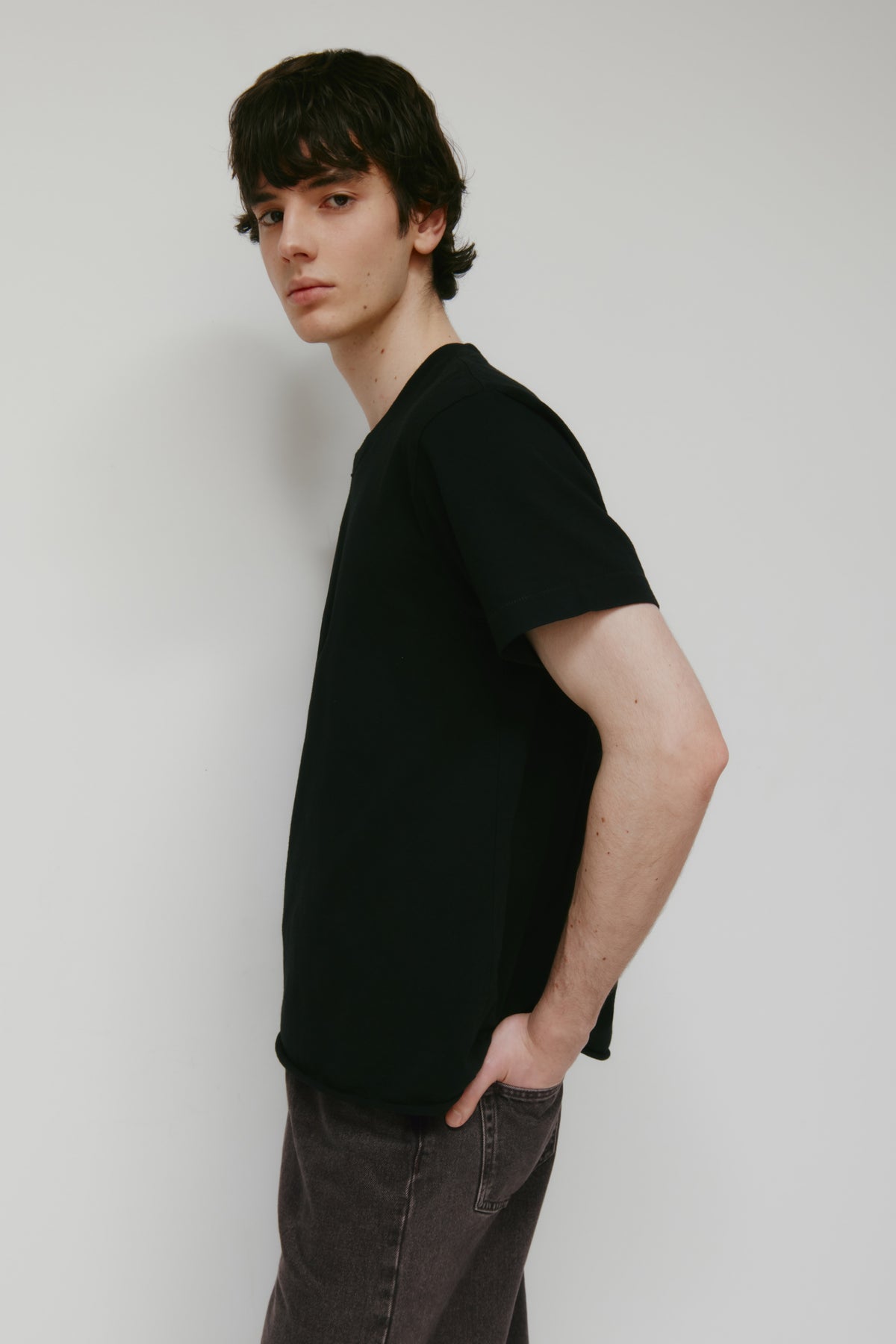 T-shirt à bande pour homme en noir