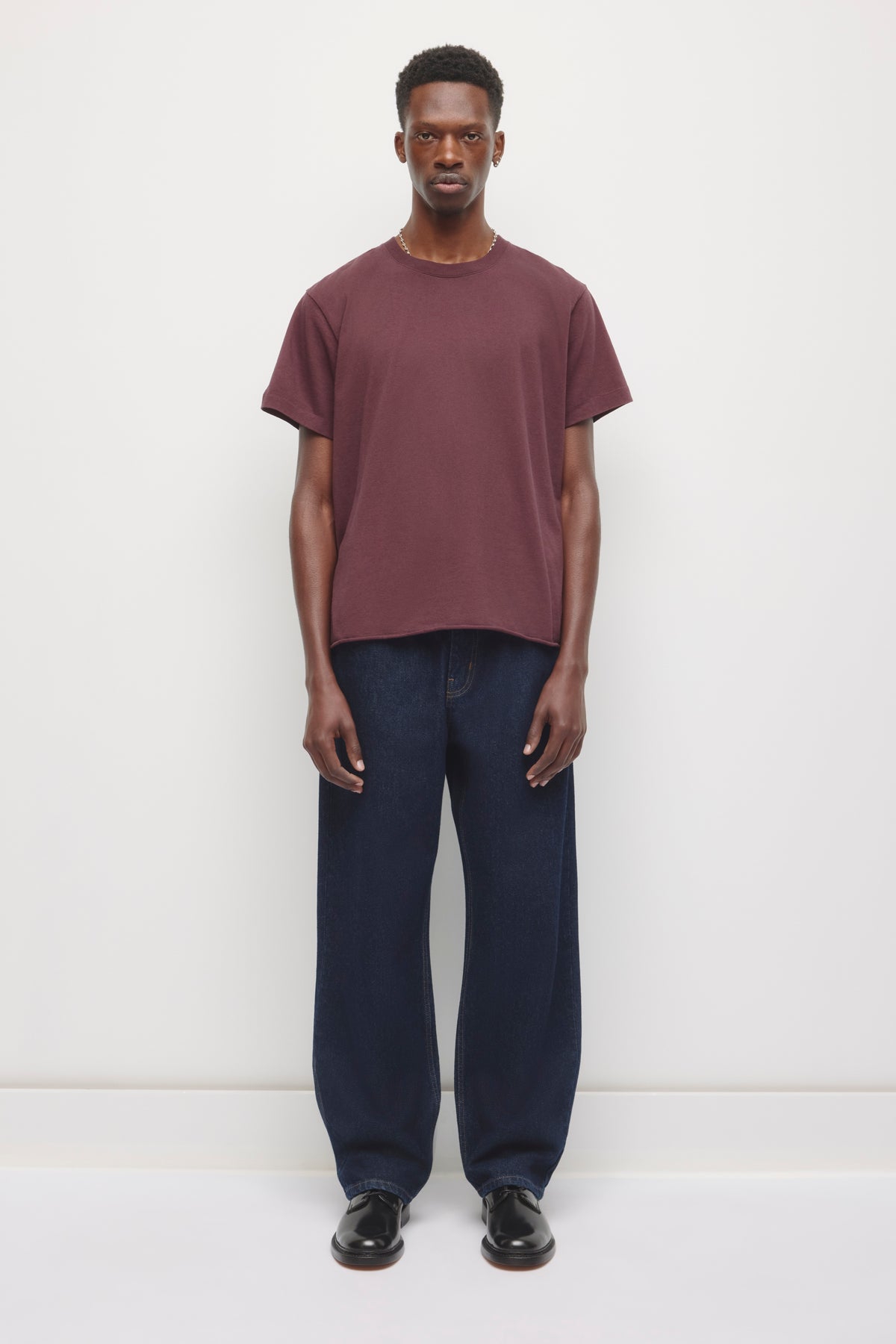 T-shirt à bande pour homme en prune chocolat