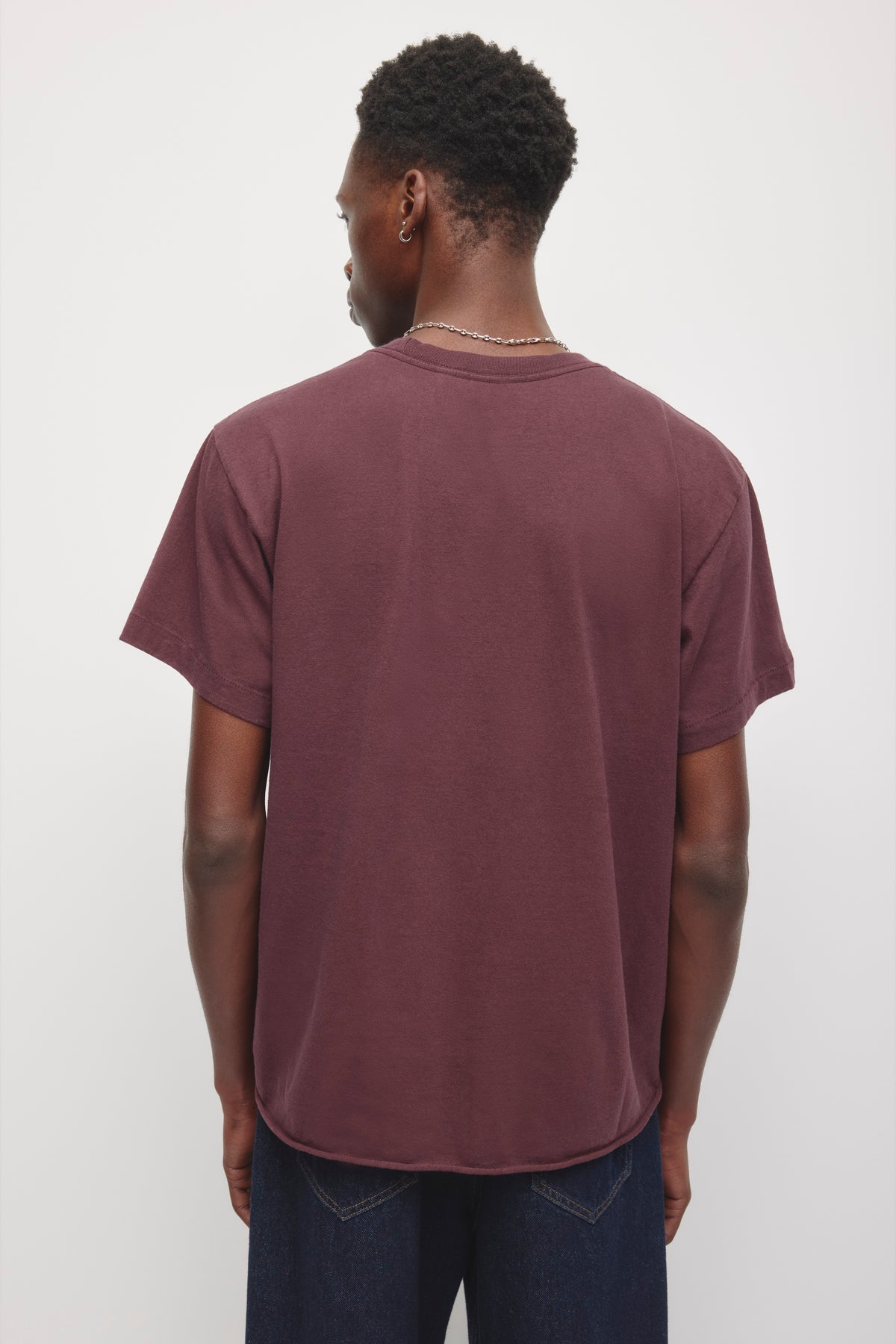 T-shirt à bande pour homme en prune chocolat