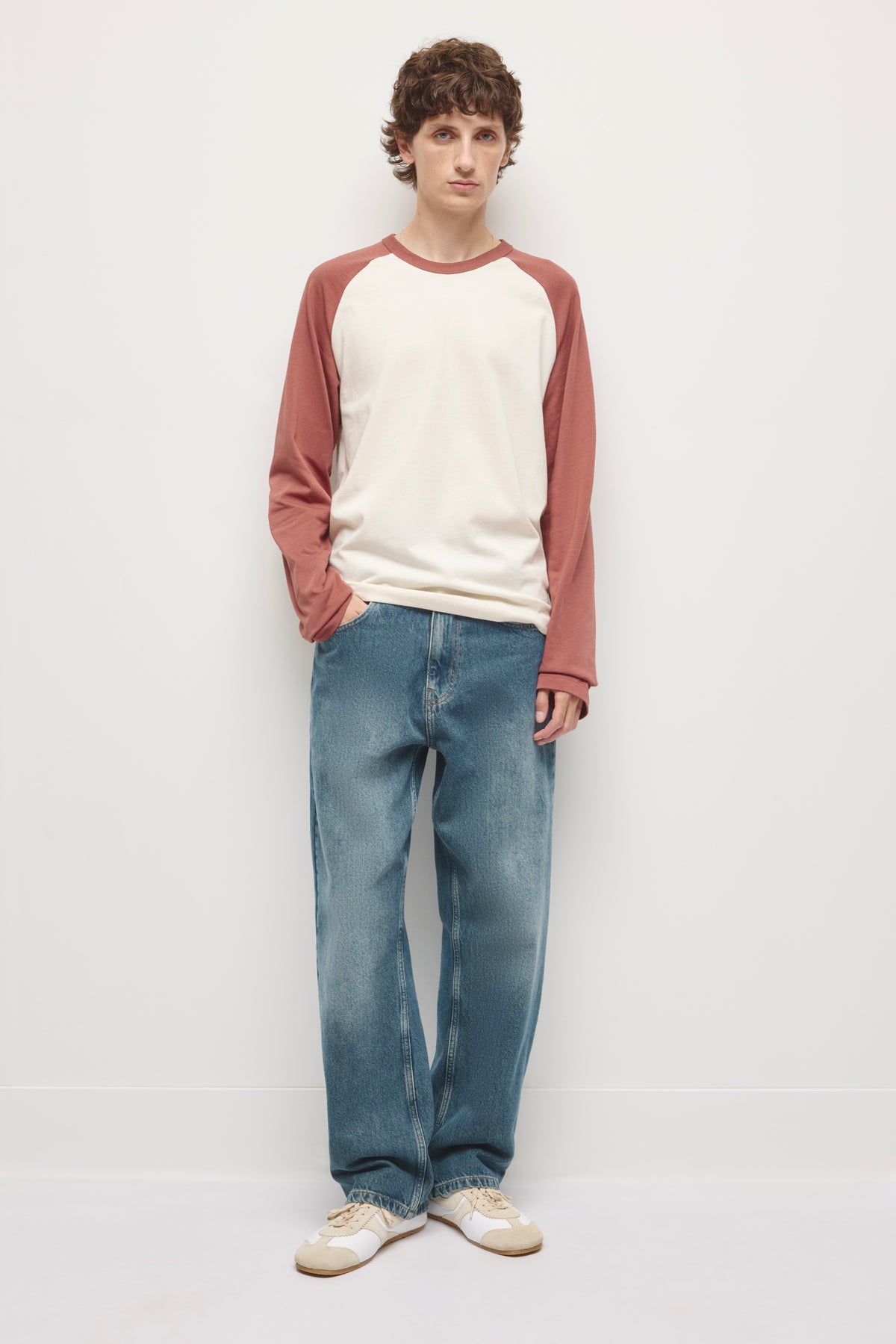 Chandail Baseball à manches longues pour homme en bouleau/Acajou