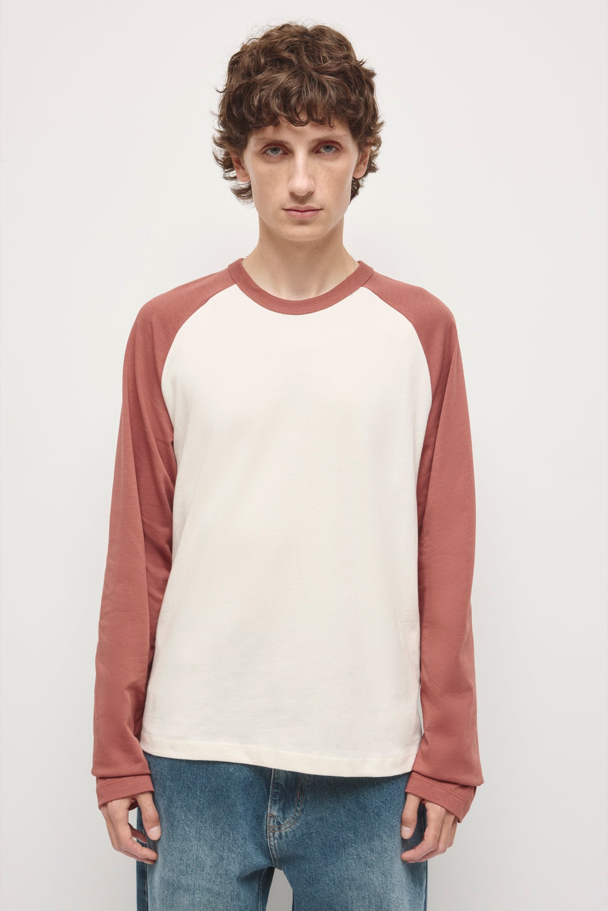 Chandail Baseball à manches longues pour homme en bouleau/Acajou