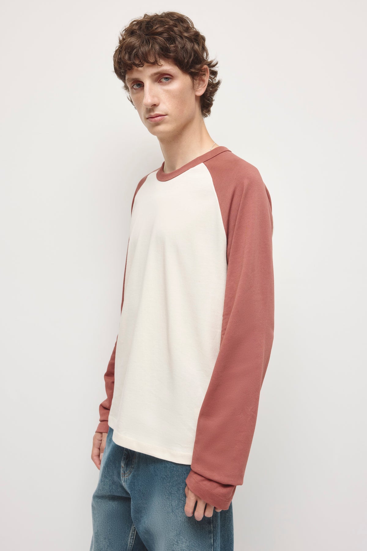 Chandail Baseball à manches longues pour homme en bouleau/Acajou