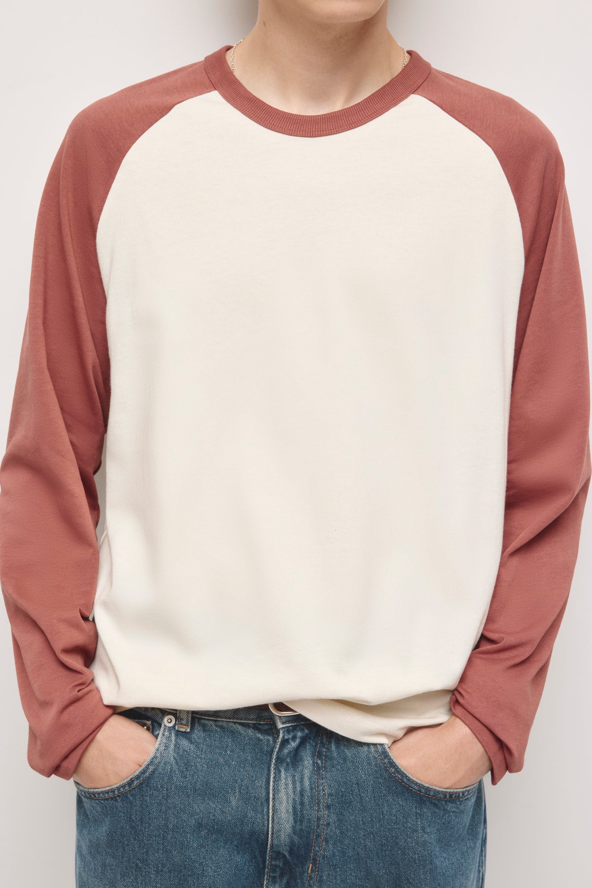 Chandail Baseball à manches longues pour homme en bouleau/Acajou