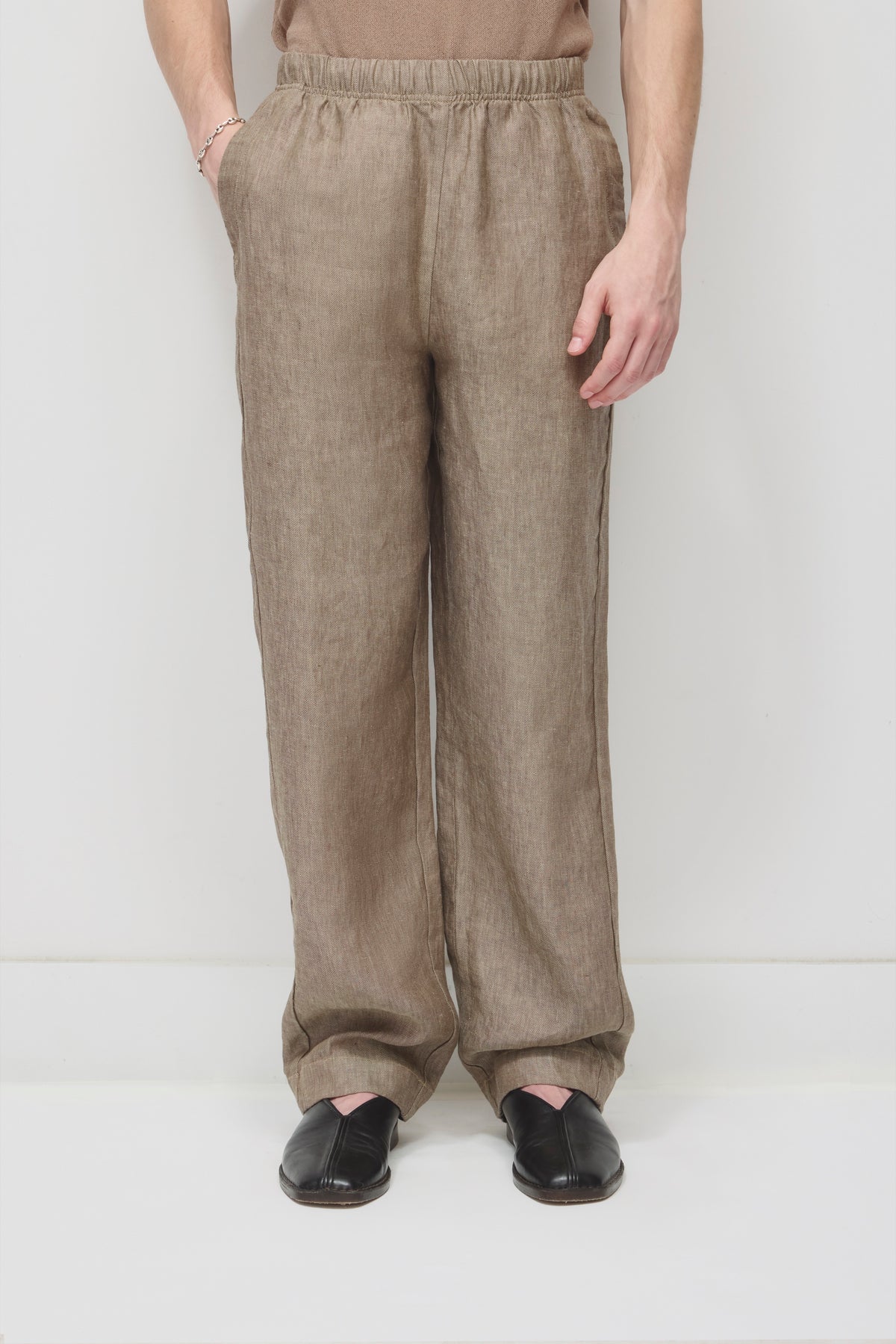 Pantalon de lin Cairo pour hommes en taupe