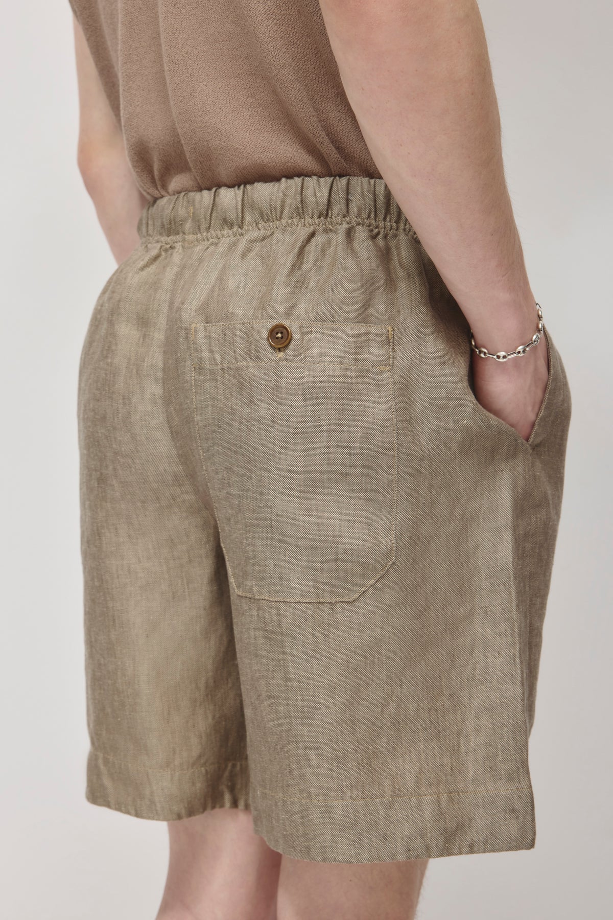 Short en lin Cairo pour homme en taupe