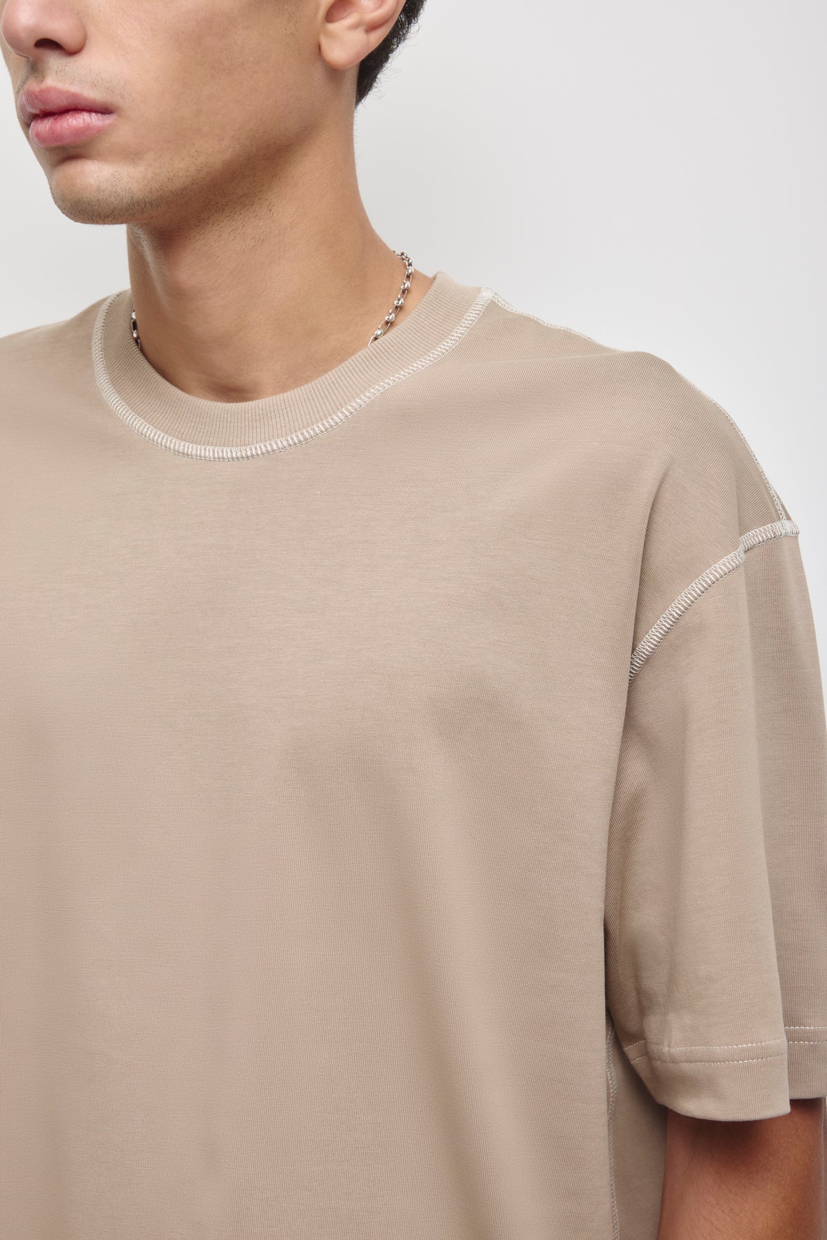 Men's Contrast Crew in Teak