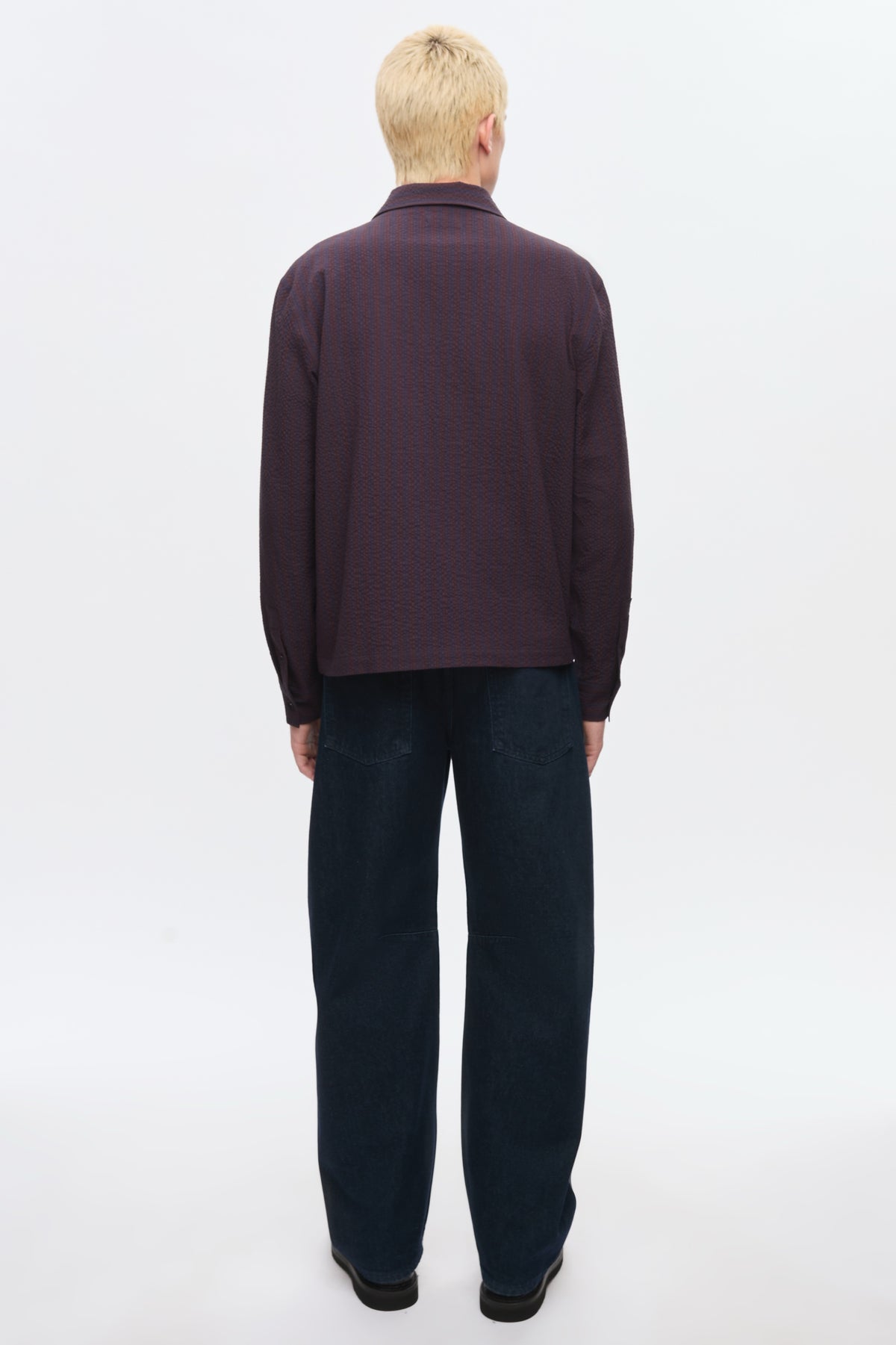 Chemise à fermeture éclair intégrale pour homme en cocoa/Navy
