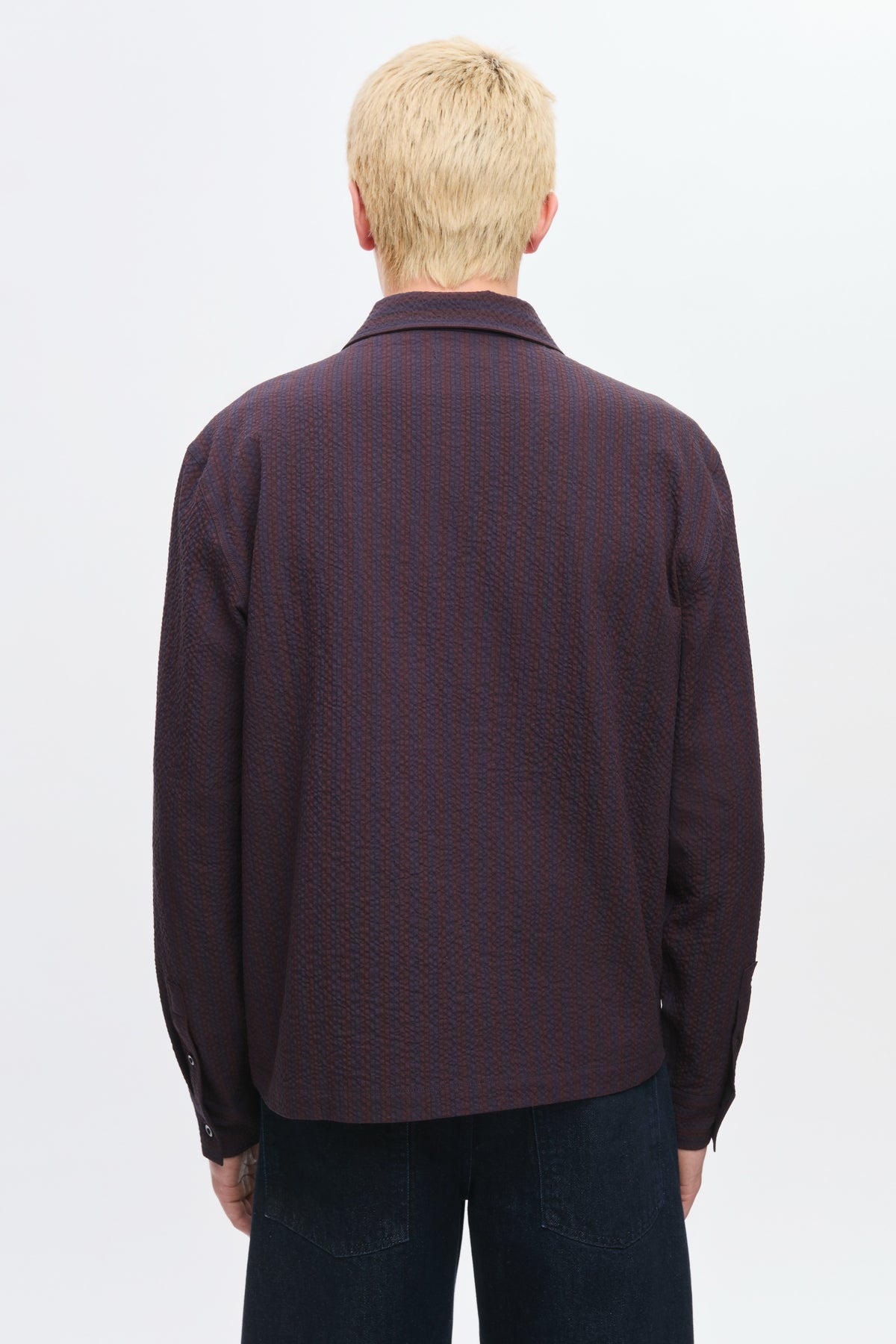 Chemise à fermeture éclair intégrale pour homme en cocoa/Navy