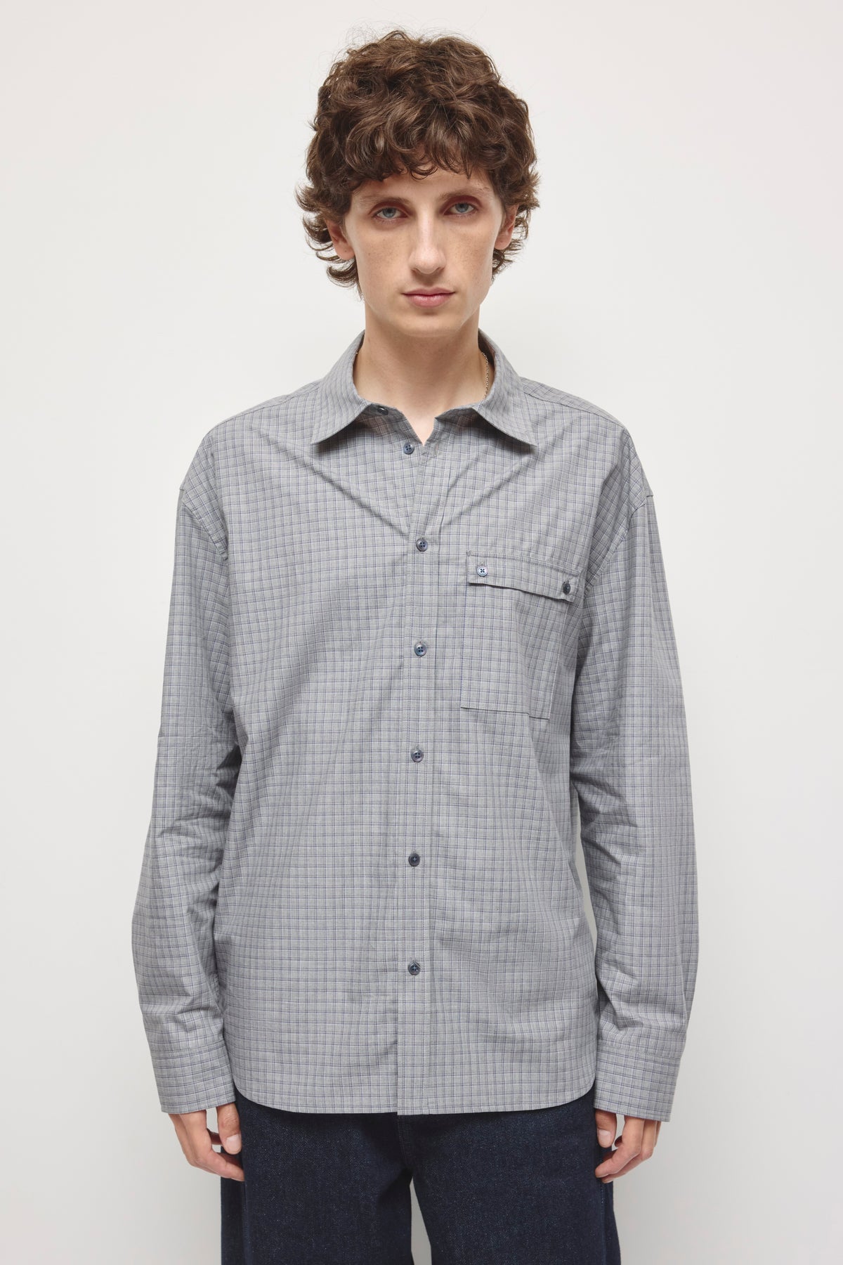Chemise Haydar pour homme à carreaux gris/lavande cendrée
