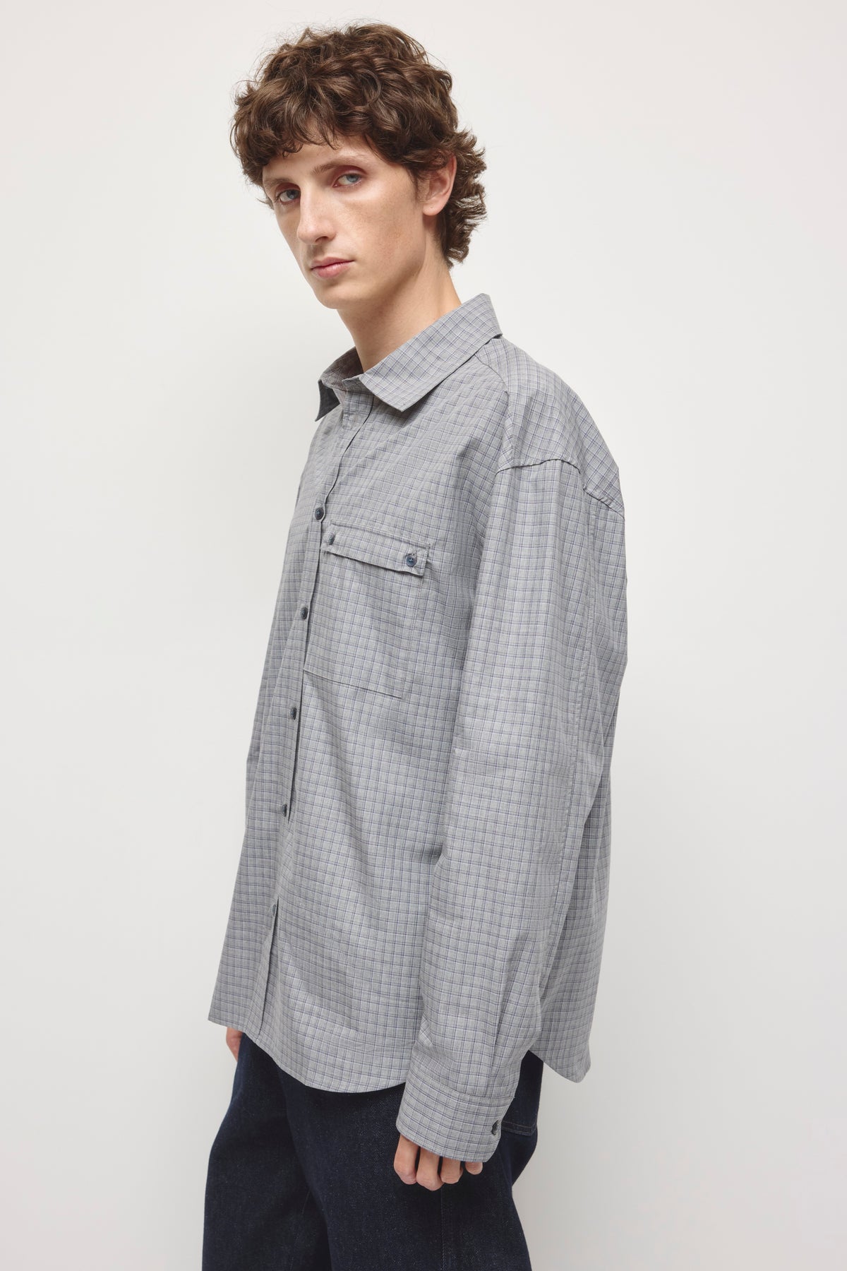 Chemise Haydar pour homme à carreaux gris/lavande cendrée