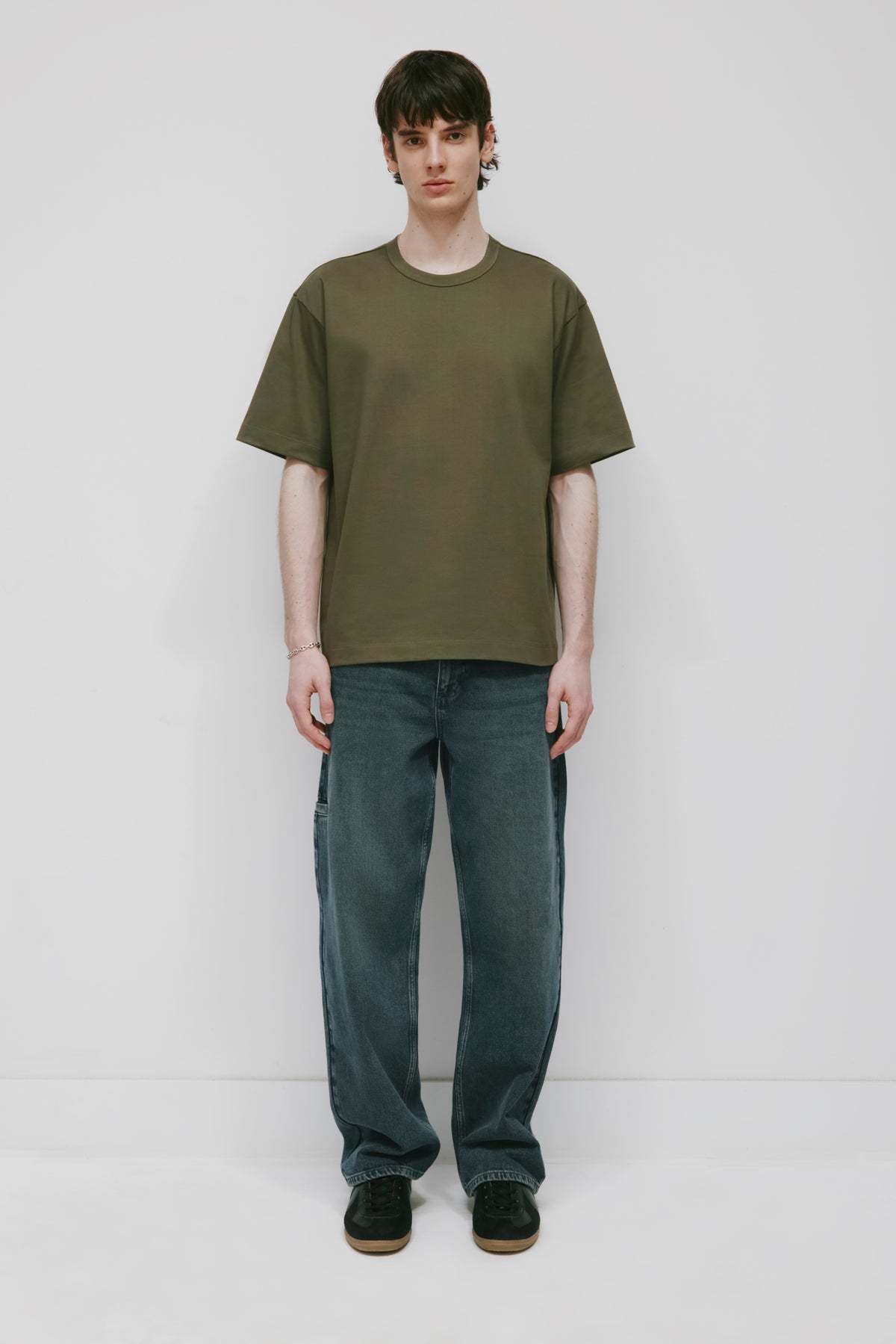 T-shirt à col rond pour homme en olive