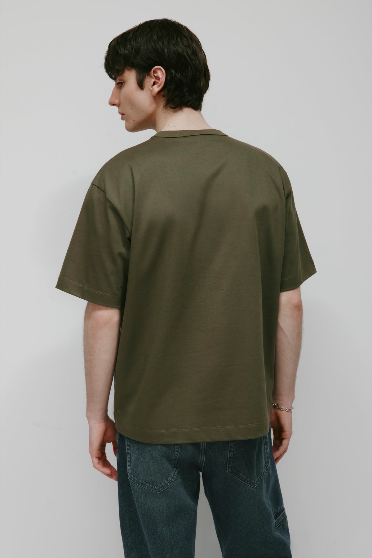 T-shirt à col rond pour homme en olive