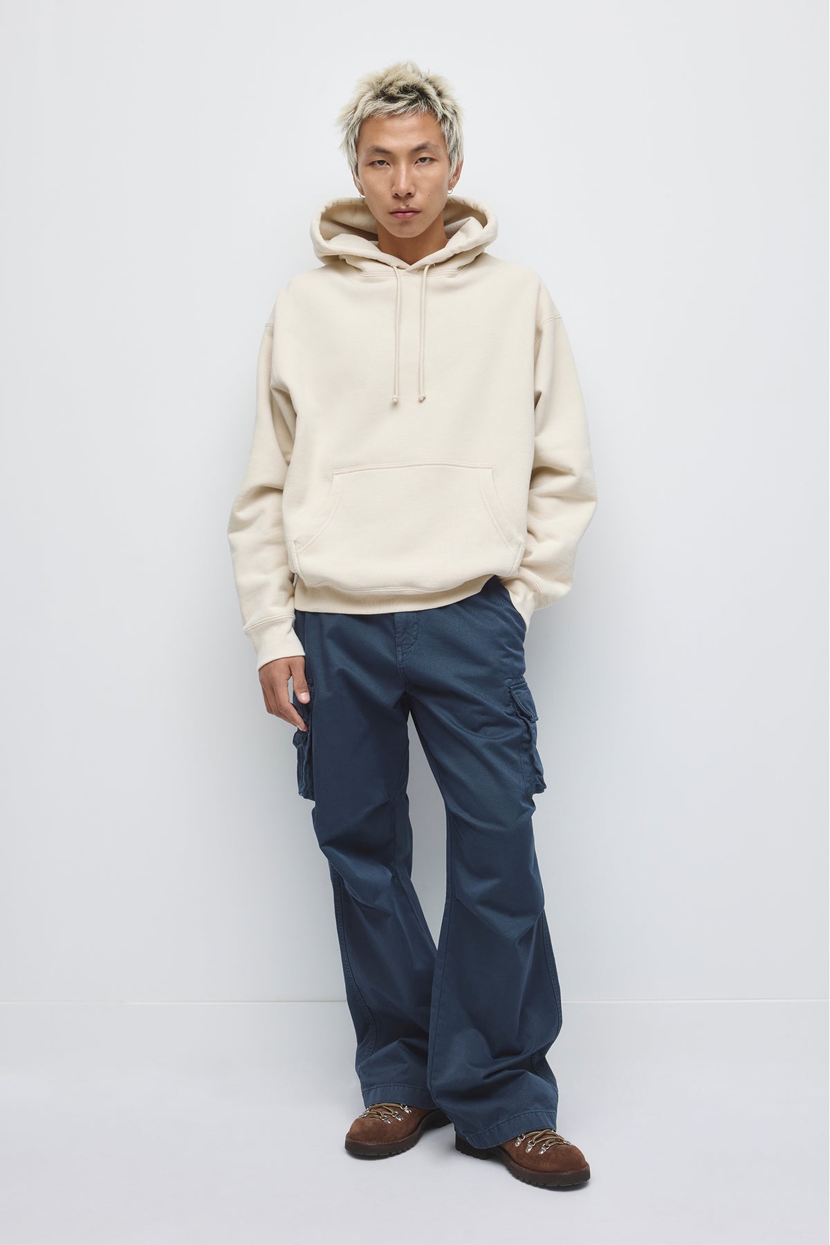 Sweat à capuche épais pour homme en crème