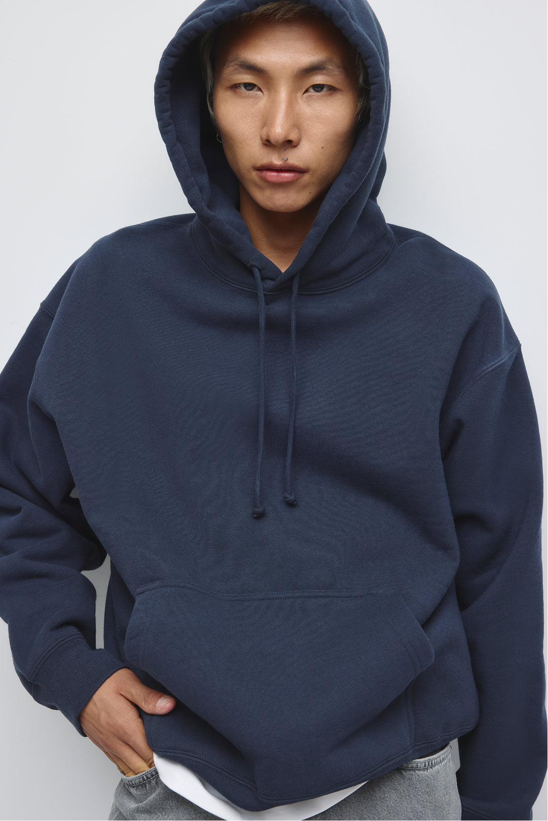 Sweat à capuche épais pour homme en marine nuit