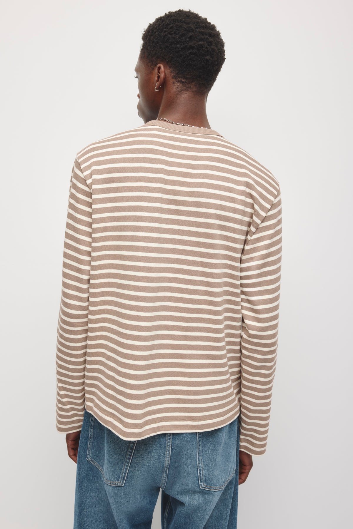 T-shirt côtelé épais à manches longues pour homme en taupe/Bouleau