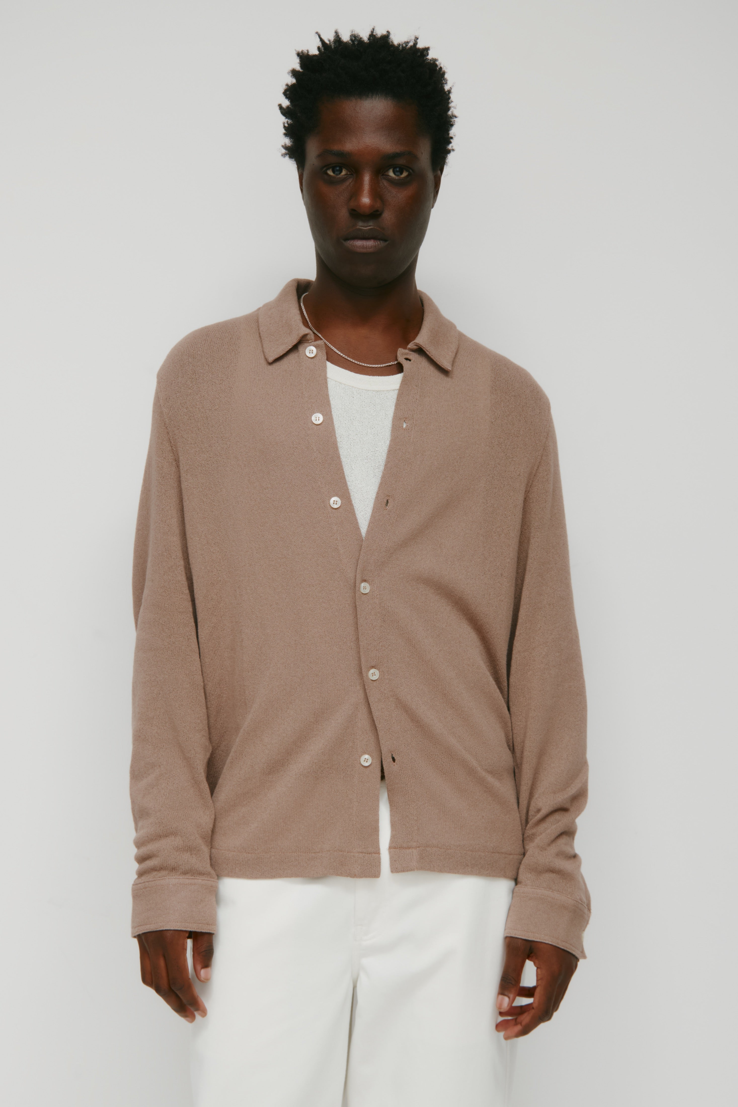 Chemise en jersey Luxor pour hommes en taupe