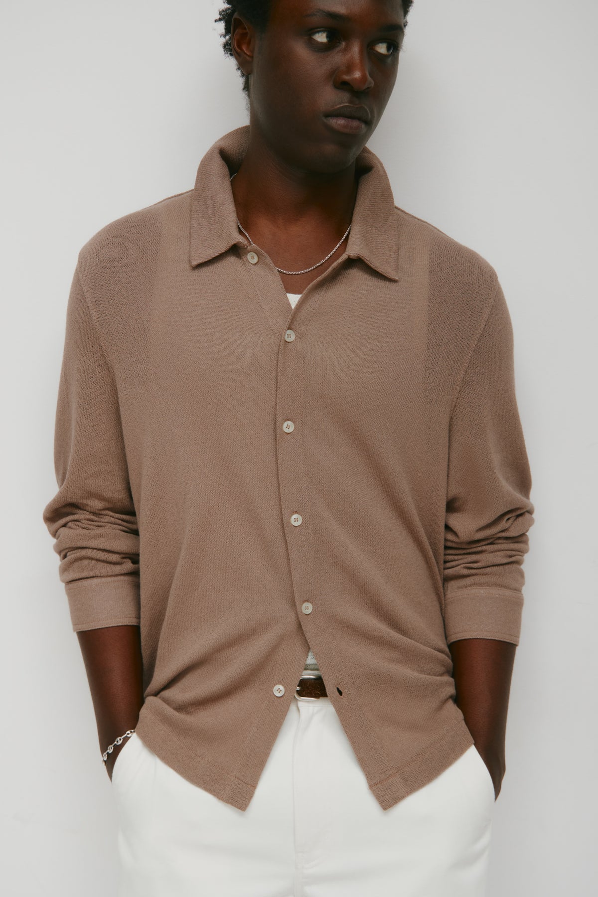 Chemise en jersey Luxor pour hommes en taupe