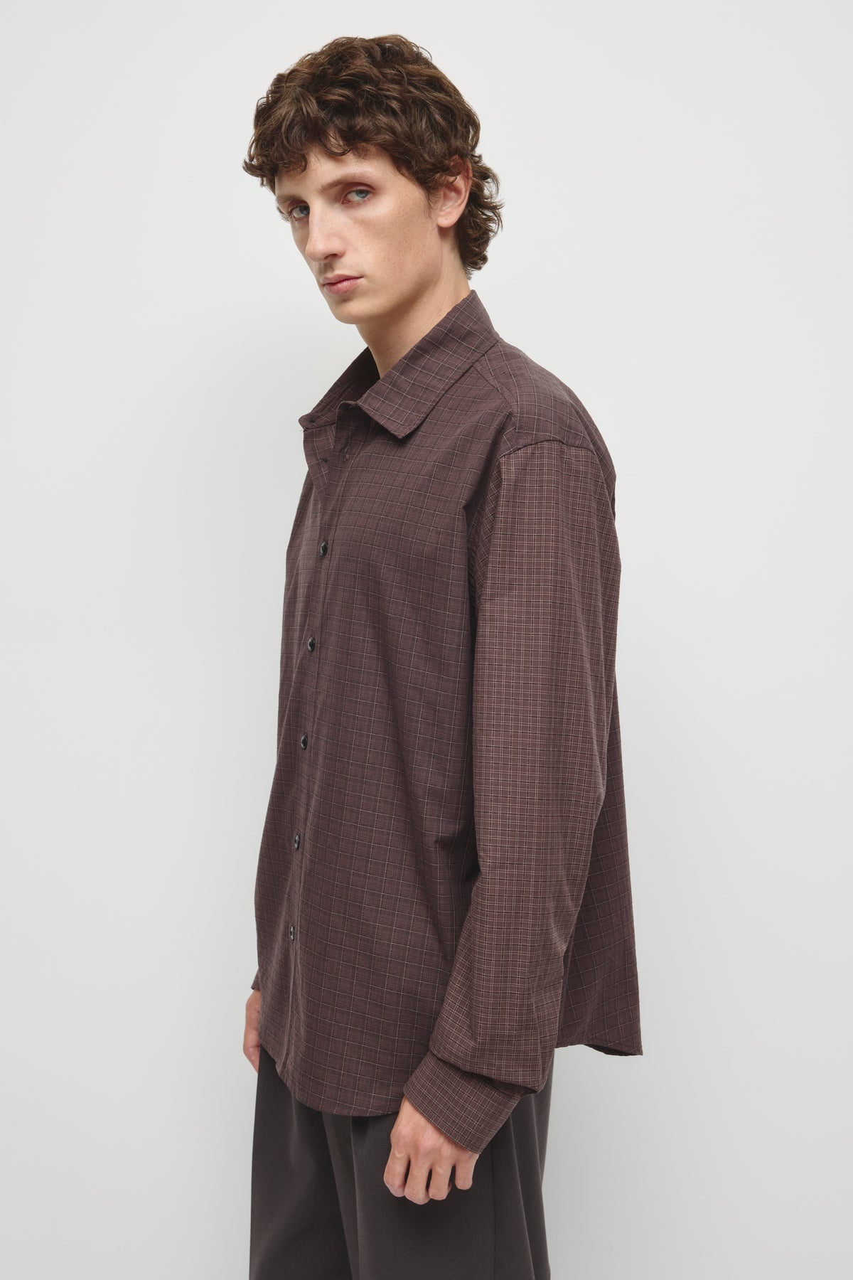 Chemise Patchwork pour homme en tartan carmin/acajou