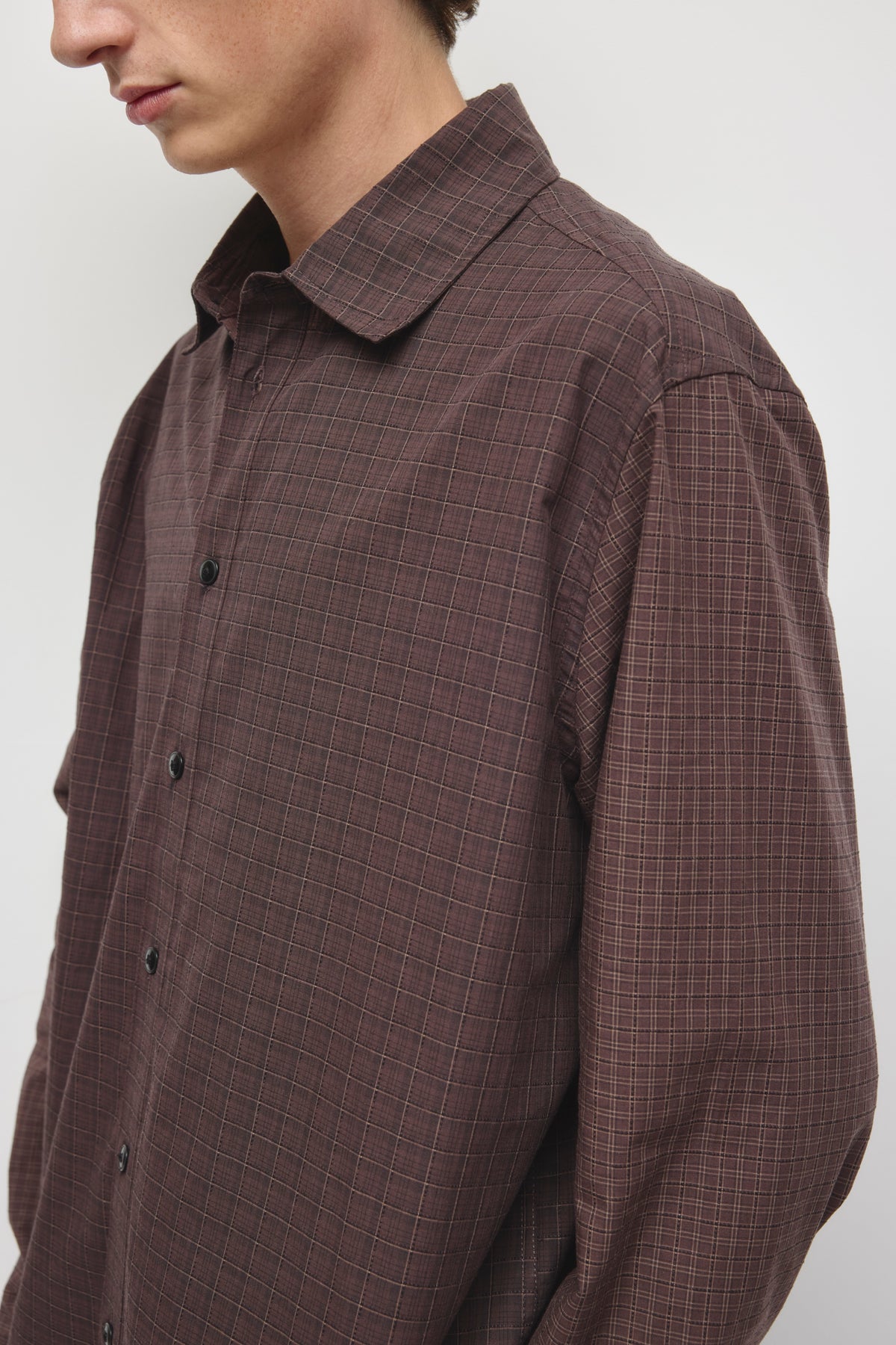 Chemise Patchwork pour homme en tartan carmin/acajou
