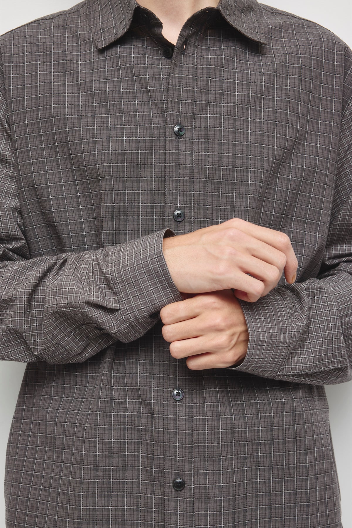Men's Patchwork Shirt in Gypsum/Black Plaid