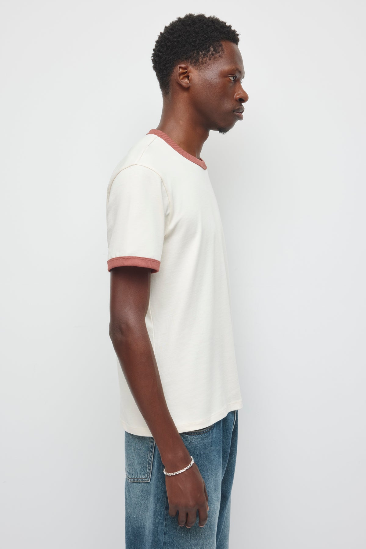 Men's Retro Ringer Tee in Birch/Mahogany