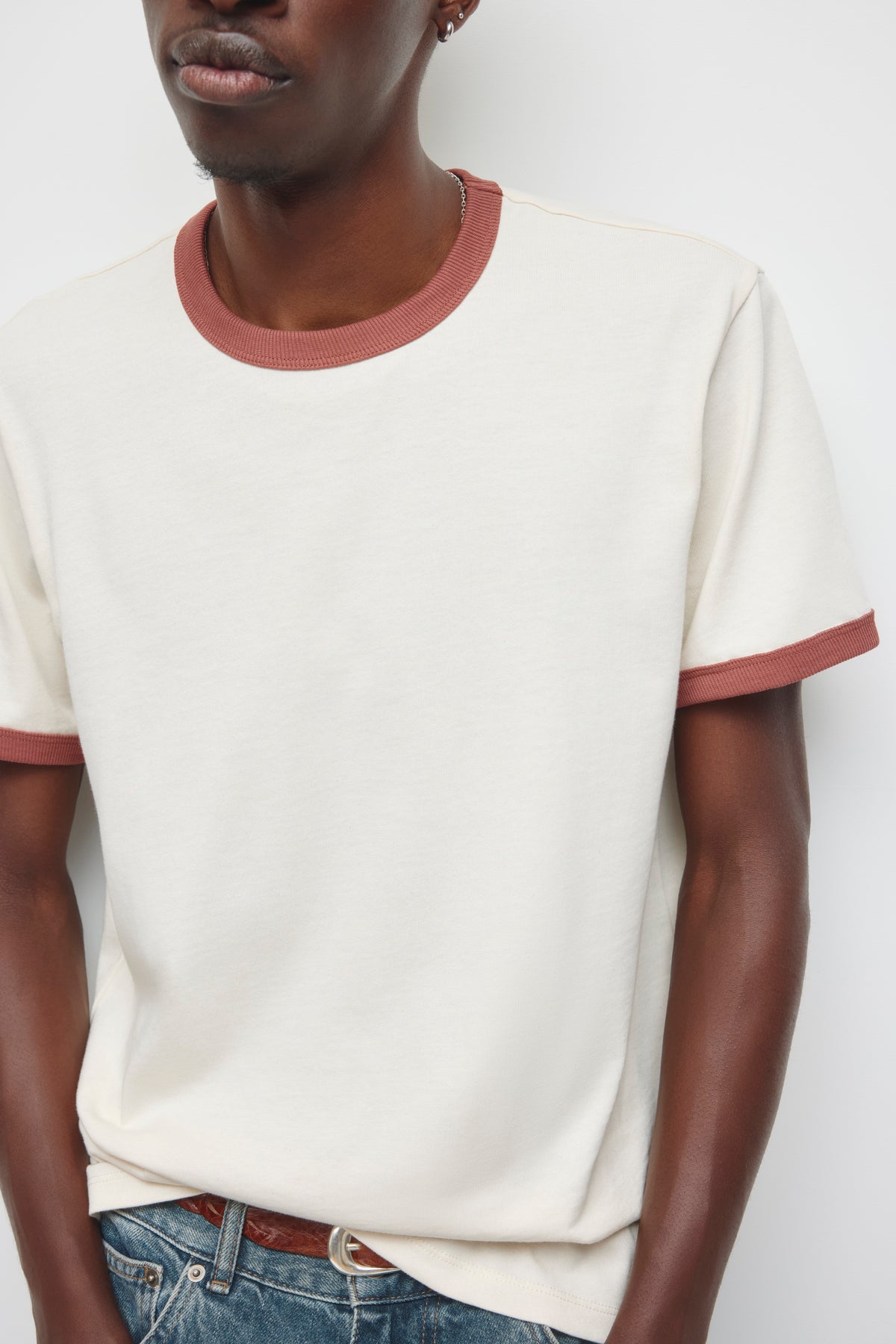 Men's Retro Ringer Tee in Birch/Mahogany